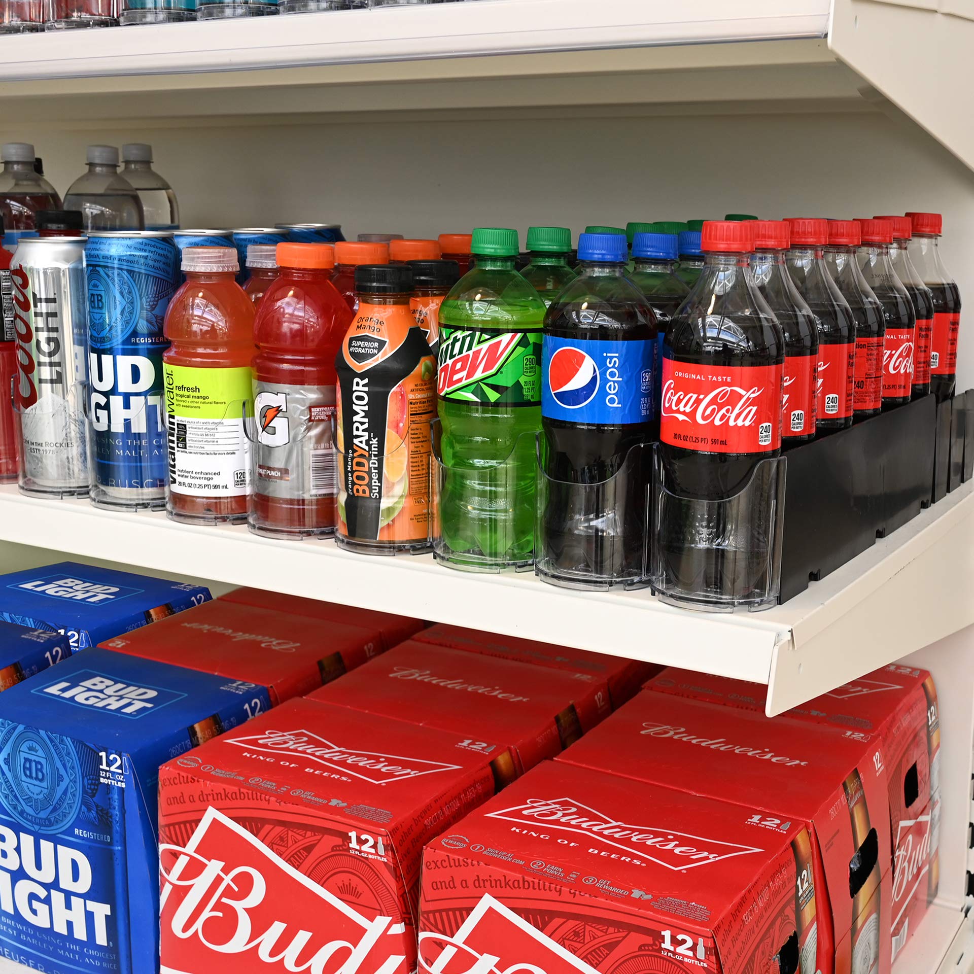 Display Technologies Fridge Organizer & Soda Can Dispenser for Refrigerator - Space Saving Drink Dispenser & Refrigerator Storage Bins (2-Pack) - Perfect for Kitchen, Pantry, and Beverage Organization