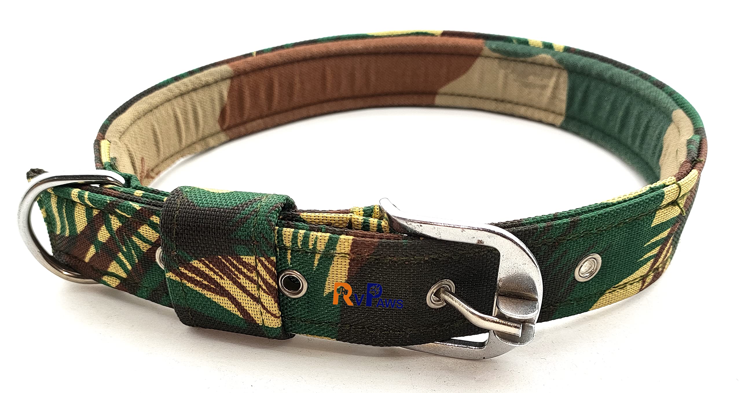 Military Style Padded Dog Collar - 1 Inch Thick Comfortable Army Print Pet Collar for Medium & Large Dogs (Adjustable 47-58cm) - Perfect for Training, Walking & Outdoor Adventures