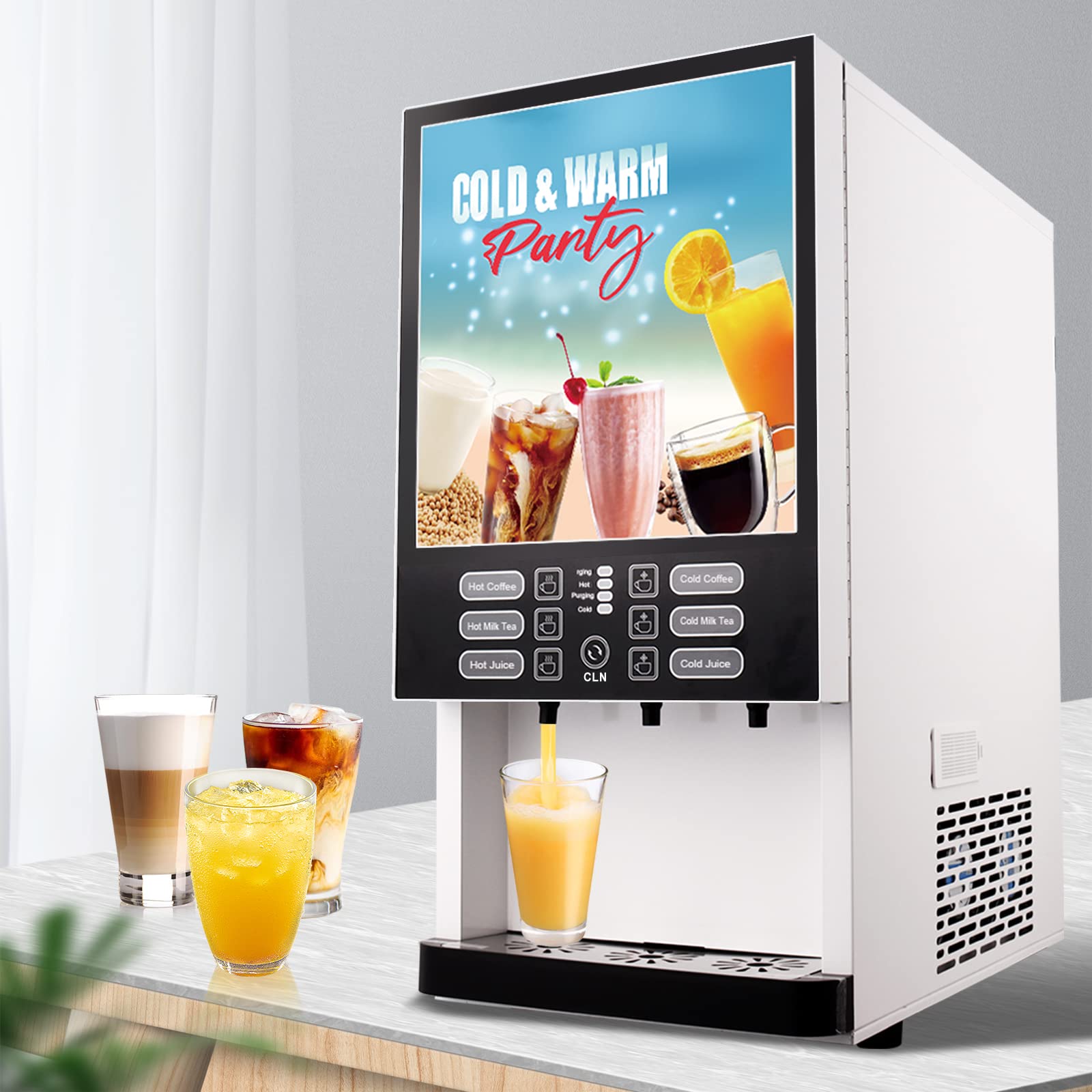Commercial Instant Coffee & Milk Tea Machine - 3 Flavors for Hot & Cold Drinks, Self-Cleaning with Filtered Water System | Perfect for Cafés, Offices & Restaurants
