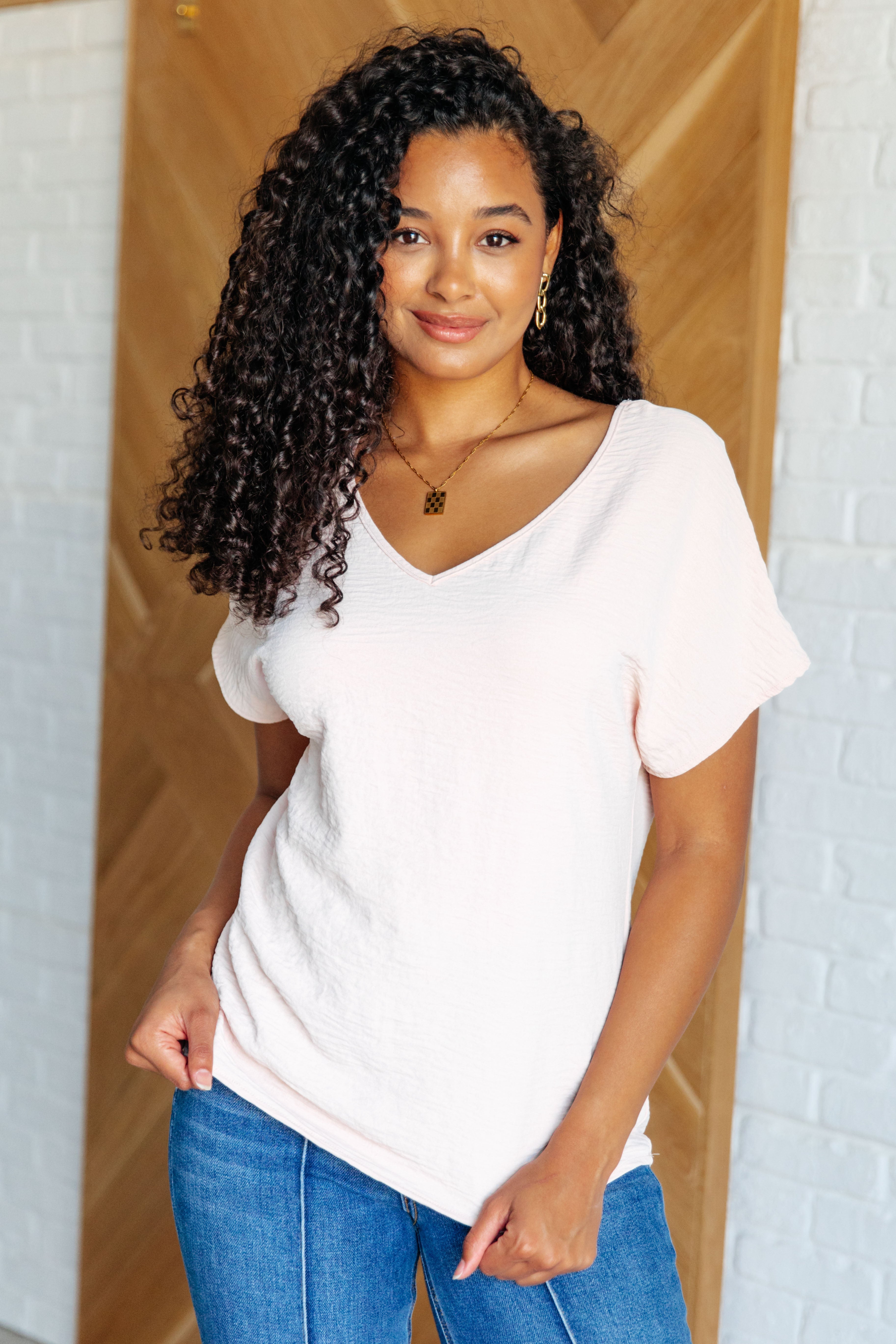 Blush V Neck Top for Women - Soft & Comfortable FAQ T-Shirt - Perfect for Casual Wear, Work & Everyday Outfits