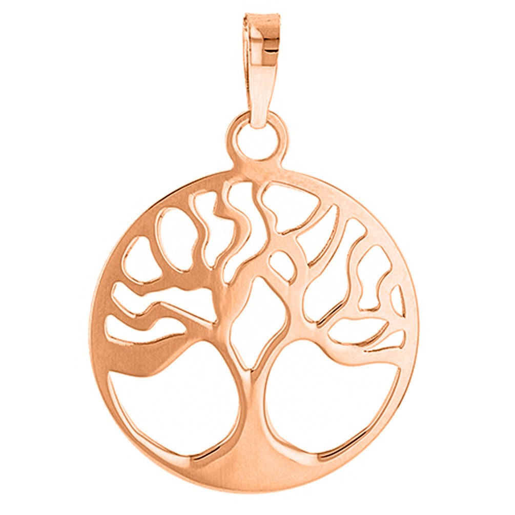 14K Rose Gold Tree of Life Pendant - Dainty Round Charm Necklace for Women, Minimalist Jewelry Gift for Mom, Wife, Daughter - Perfect for Everyday Wear, Special Occasions & Spiritual Protection