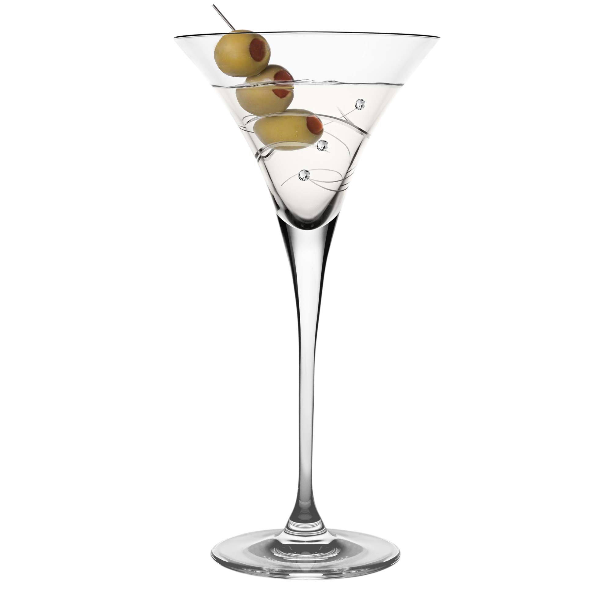 Barski Handmade Crystal Martini Glasses Set of 2 - 8.25 oz Elegant Sparkling Glassware Decorated with Real Diamonds - European Made - Perfect for Cocktail Parties, Weddings & Home Bar Decor