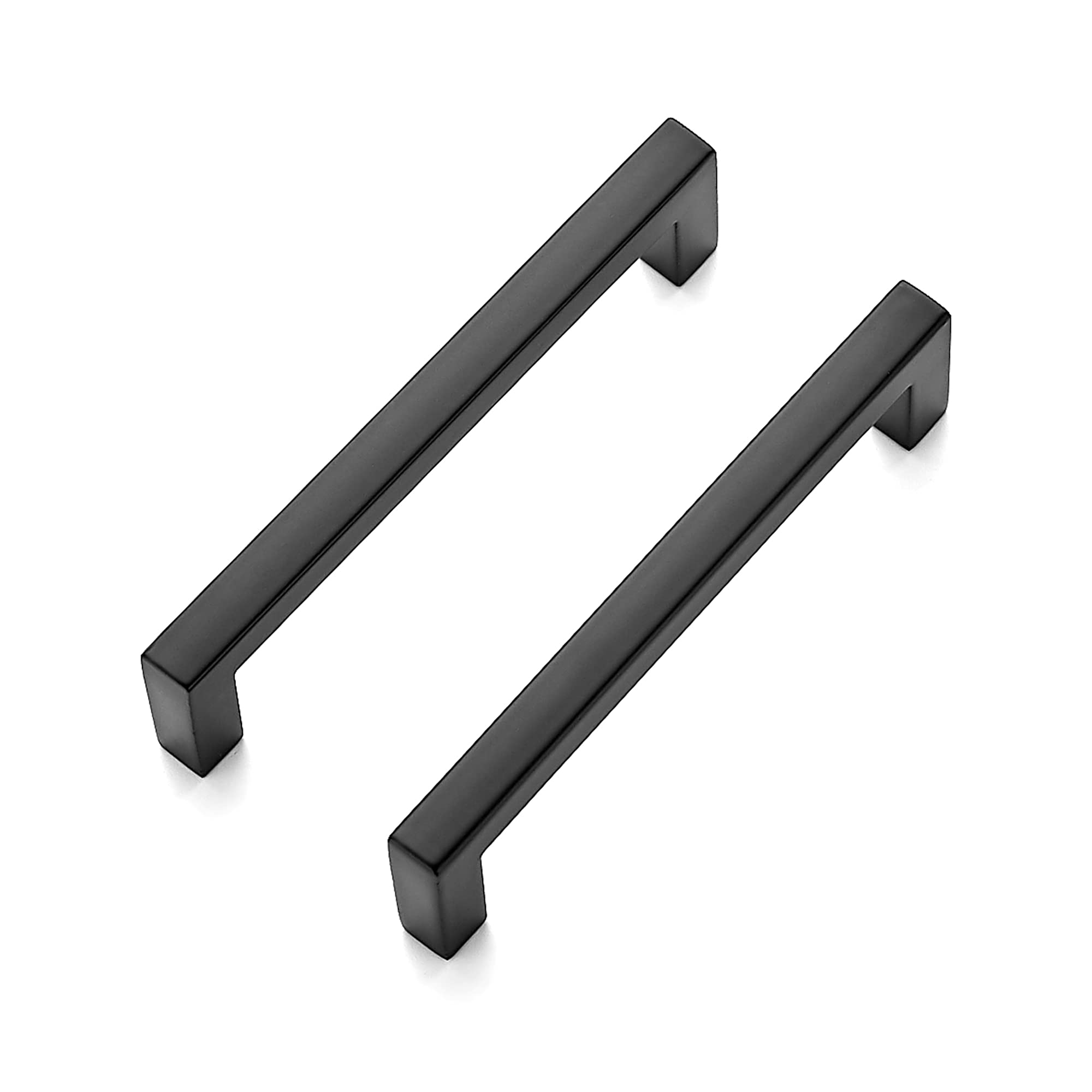 5 Pack Matte Black Slim Square Bar Drawer Pulls - 3-3/4