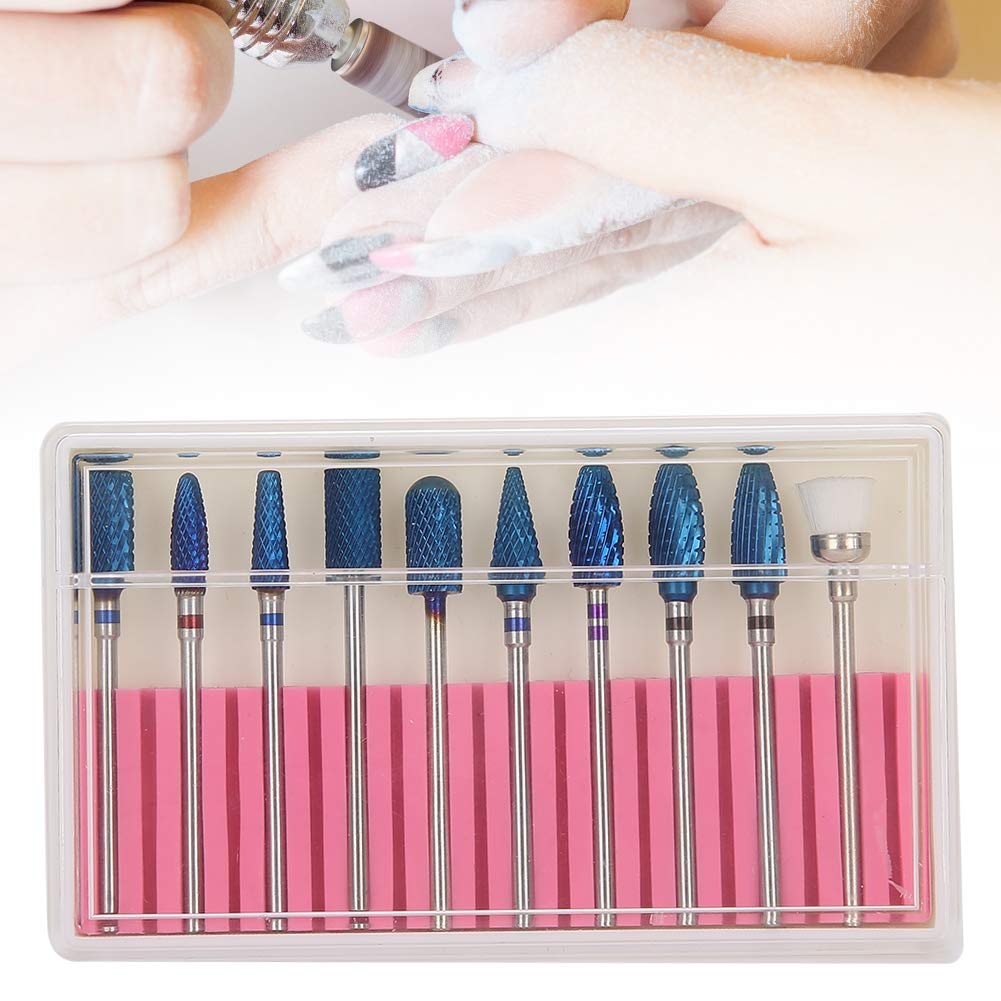 10Pcs Professional Nail Drill Bit Set for Manicure - Diamond Grinding Heads for Nail Art, Acrylic & Gel Polish - Perfect for Home Salon & Professional Nail Technicians (Use for Filing, Shaping & Smoothing Nails)