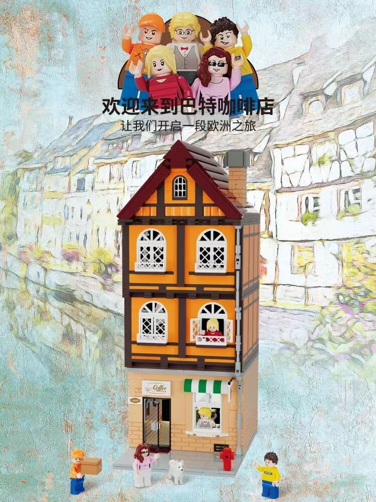 Kalos 61005 Modular Building Set - Bookstore & Café with Detailed Interior | Perfect for LEGO® Fans, Collectors & Creative Play | Home Decoration & Gift Idea