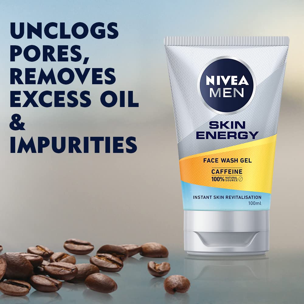 Nivea Men Revitalising Face Wash for Men - Deep Cleansing & Hydrating Facial Cleanser - Oil Control & Anti-Aging Skincare - Perfect for Daily Use & Gym Routine