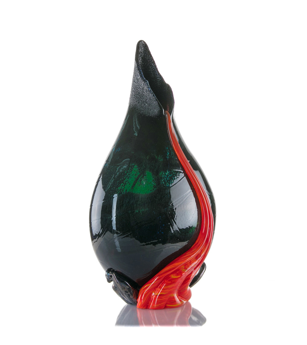 Daniel Moe Black Lava Trail 2 Glass Vessel - Modern Home Decor for Living Room, Office & Wedding Centerpieces