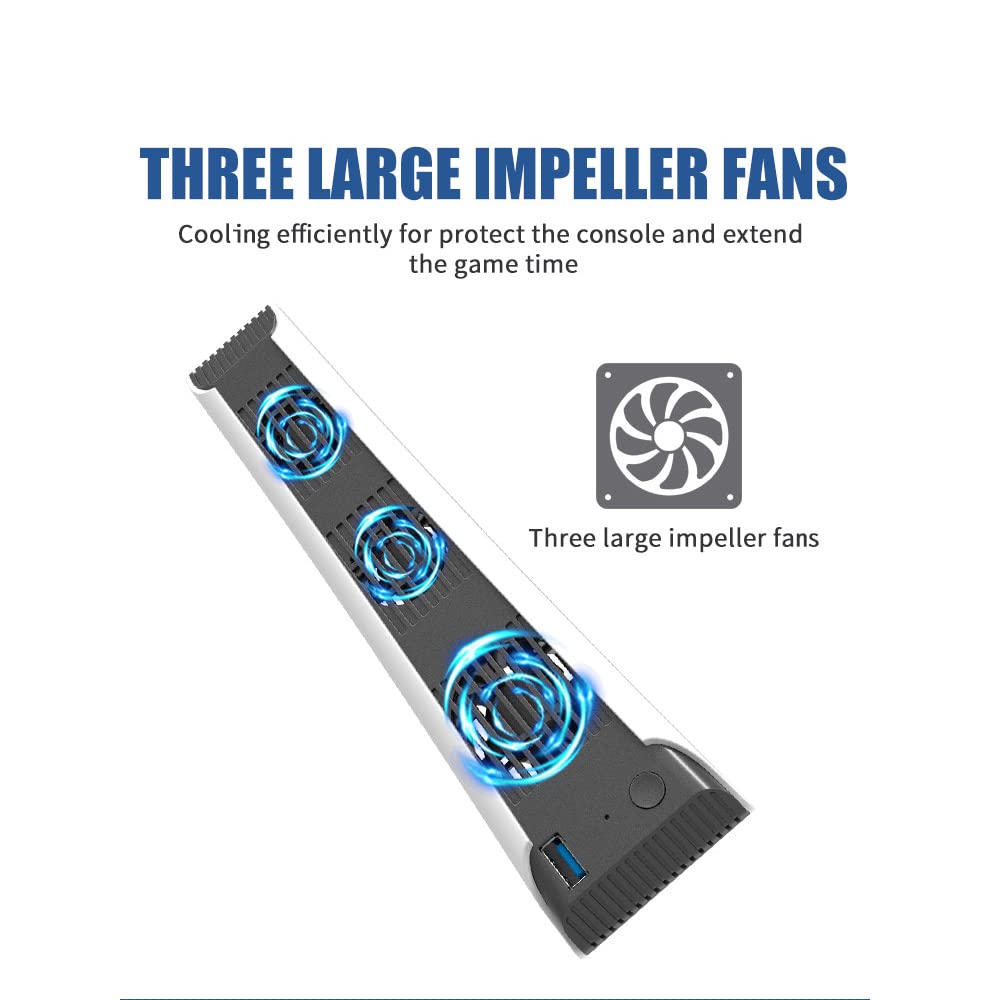 Vertical Cooling Stand with Fan for Game Consoles - Portable Cooling Fan Accessory for PS5, Xbox, and Nintendo Switch - Perfect for Gaming Sessions and Entertainment Centers