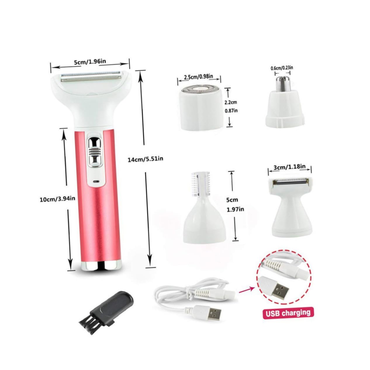 Baluue Rechargeable Electric Epilator & Hair Trimmer for Women - Portable Bikini, Face & Body Hair Removal Device with ABS Rosy Design - Perfect for Travel, Gym & Home Use