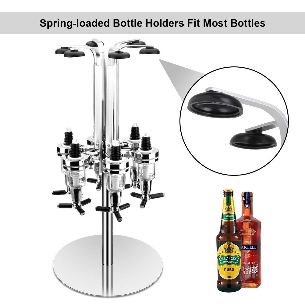 Premium 6-Bottle Rotating Liquor Dispenser - Professional Bar Station with Bottle Holder - Perfect for Home Bars, Parties & Restaurants