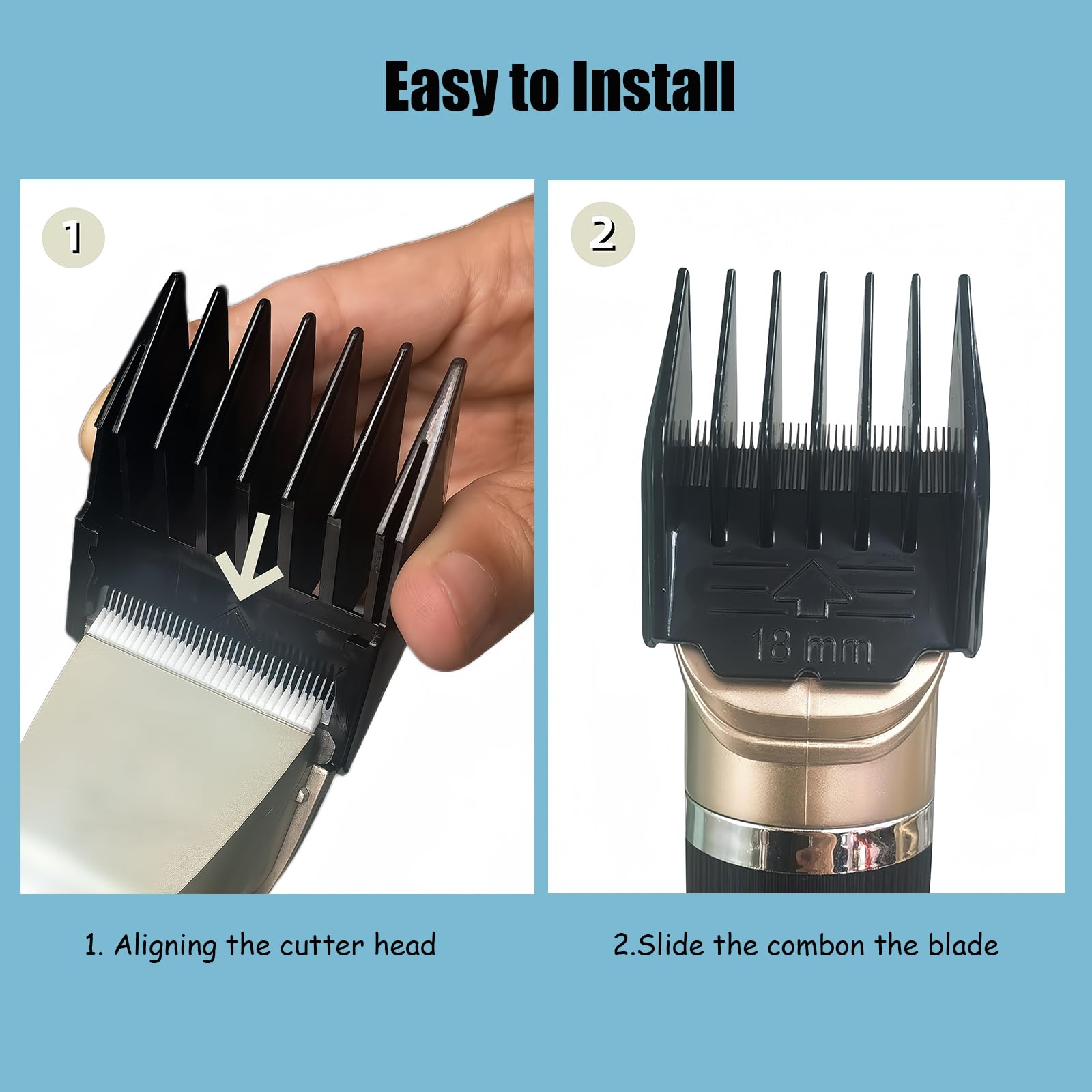 6 Pack Attachment Guide Comb Guards for Oneisall Low Noise Dog Clippers - 3mm to 18mm Cut Length, Black | Perfect for Professional Grooming & Home Pet Hair Trimming