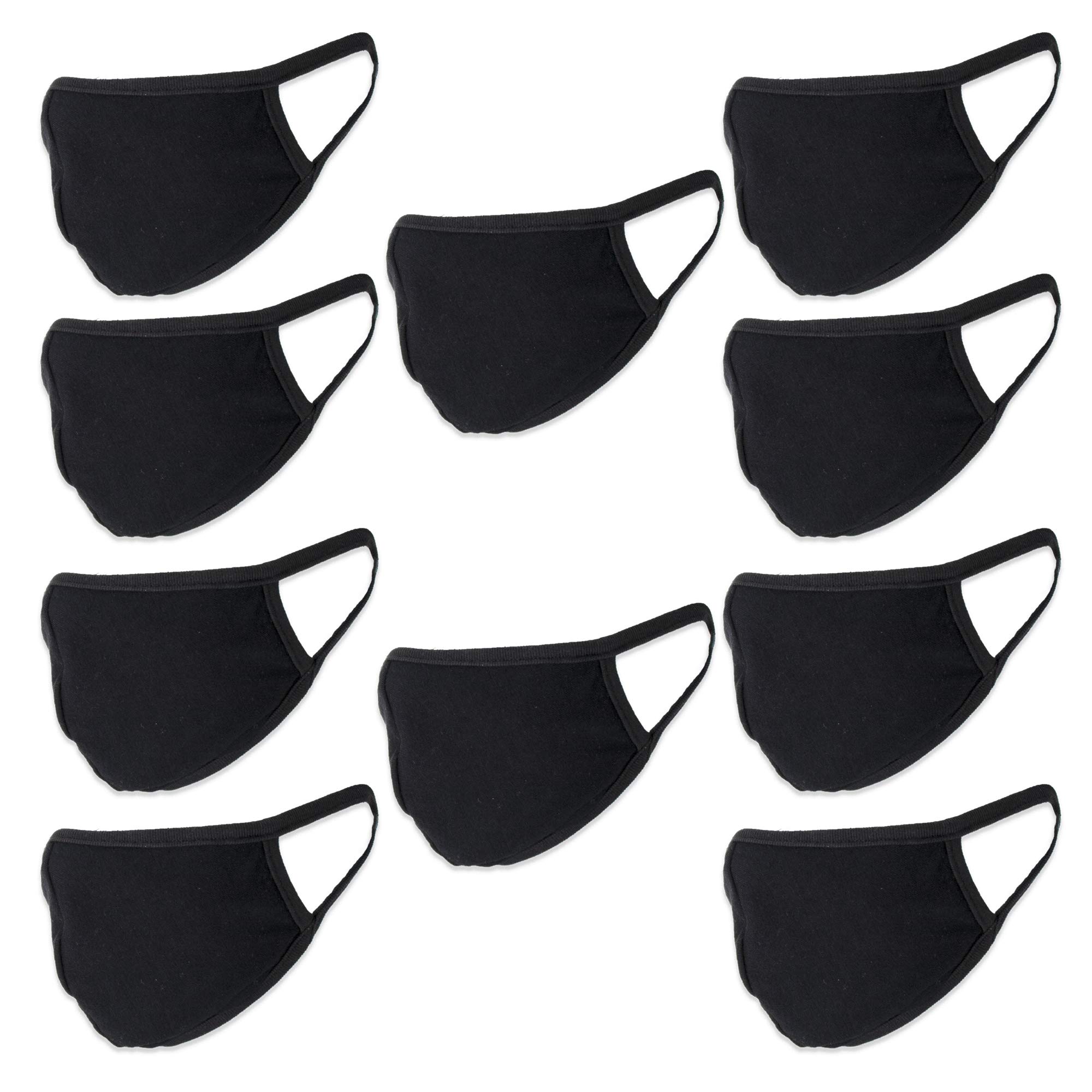 Buttonsmith Cotton Face Mask with Filter Pocket - Pack of 10 - Reusable & Washable - Made in USA - Perfect for Travel, Work & Daily Protection