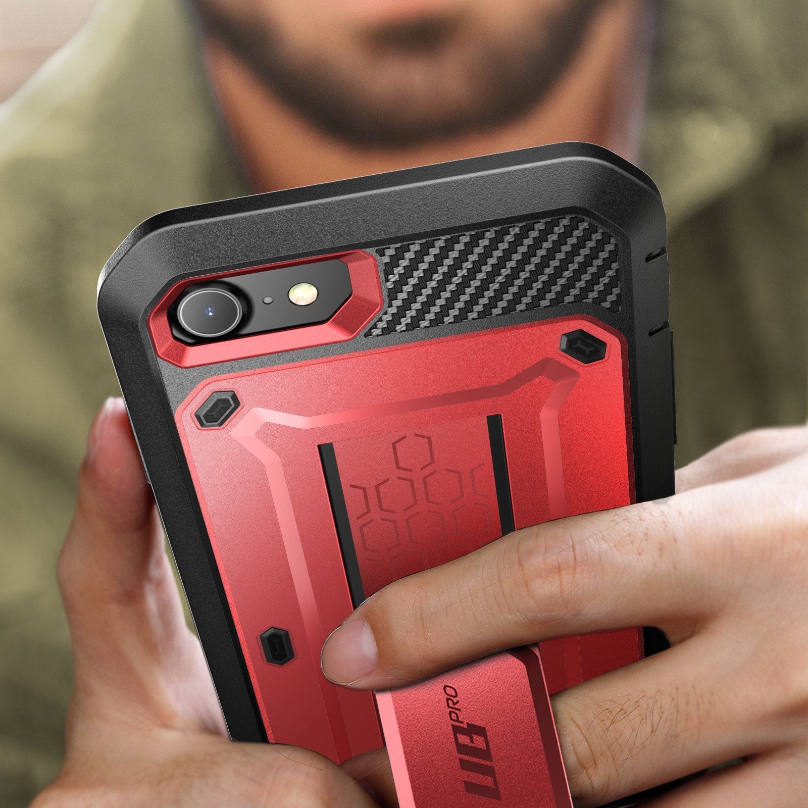 iPhone SE Unicorn Beetle Pro Full Body Protective Case with Kickstand - Shockproof, Military-Grade Protection - Metallic Red - Perfect for Outdoor Activities & Daily Use