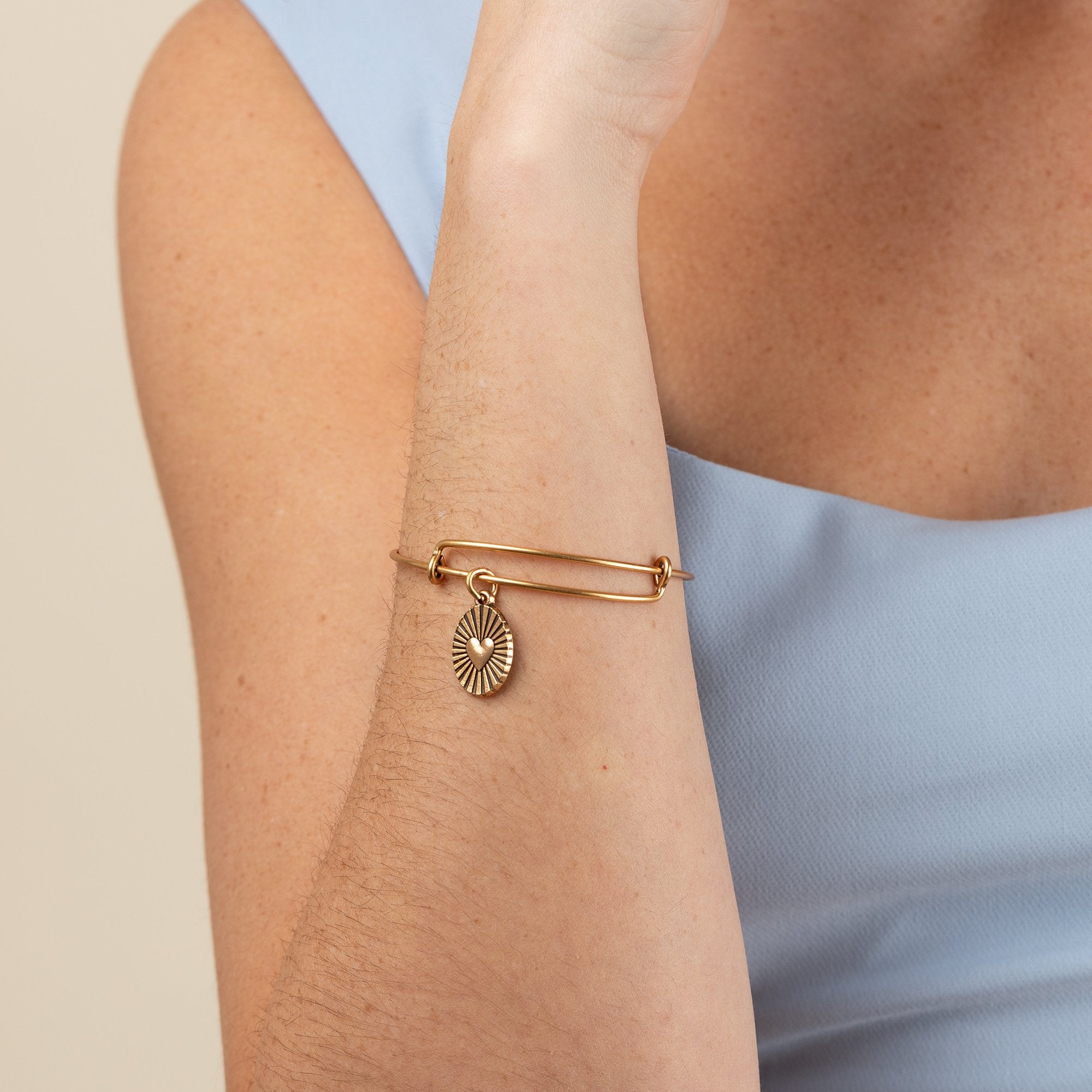 Heart Embossed Charm Bangle Bracelet for Women - Elegant Romantic Jewelry Gift for Valentine's Day, Anniversary & Special Occasions