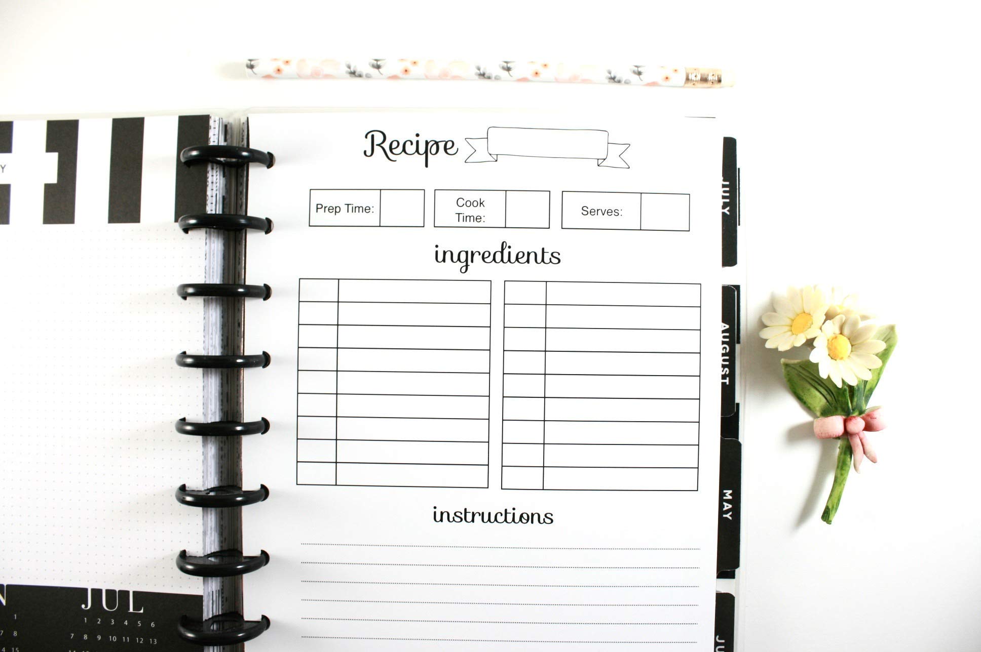 9-Disc Classic Happy Planner Recipe Inserts | Meal Planning Pages for Happy Planner Classic (Planner Sold Separately) | Perfect for Organizing Weekly Meals, Grocery Lists & Cooking Inspiration