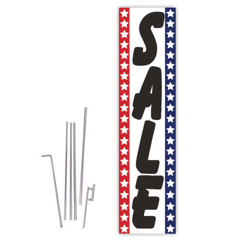 Patriotic & Black Rectangle Boomer Flag with 15ft Pole Kit & Ground Spike - Perfect for Backyard, Garden, and Outdoor Decor