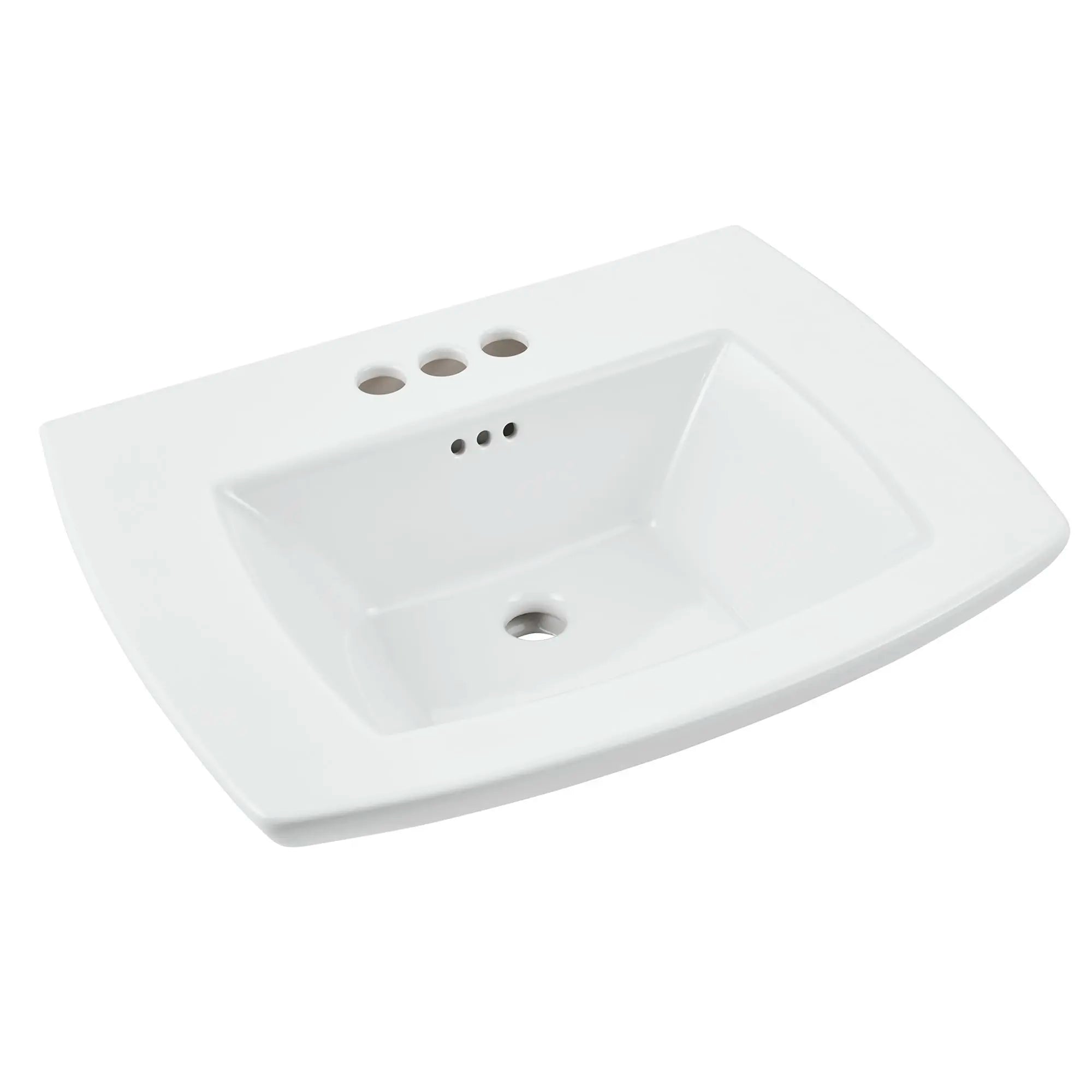 Edgemere 4 Inch Centerset Pedestal Sink Top and Leg Set - White Ceramic Bathroom Vanity for Small Space, Perfect for Powder Room or Half Bath Installation