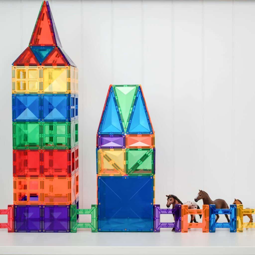 Connetix 102-Piece Magnetic Tiles Set - Rainbow Building Blocks for Kids STEM Learning | Creative Construction Toys for Preschool & Classroom Educational Play