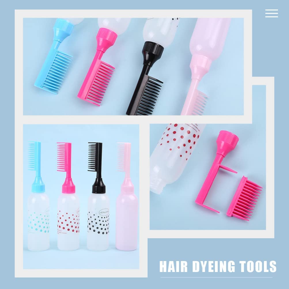 Ghelonadi 120ML Hair Oil Bottle with Comb - Hair Dye Applicator Brush & Styling Tool for Hair Coloring (White) - Perfect for Salon Professionals & At-Home Hair Treatments