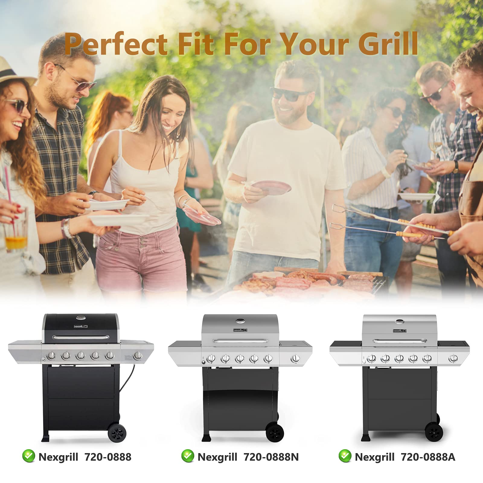 Nexgrill 720-0888 5 Burner Grill Replacement Parts Kit - Burner Tubes, Heat Shield Tent Plates & Igniters (5-Pack) | Compatible with Nexgrill 720-0888N, 720-0830H | Perfect for Home Depot Gas Grills, Backyard BBQs & Outdoor Cooking