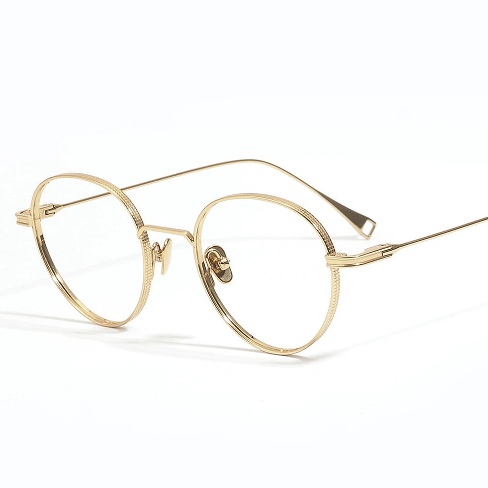 Premium Unisex Black Titanium Eyeglasses - Full Rim Oval Round Frame 49012 | Lightweight & Durable for Work, Reading & Fashion