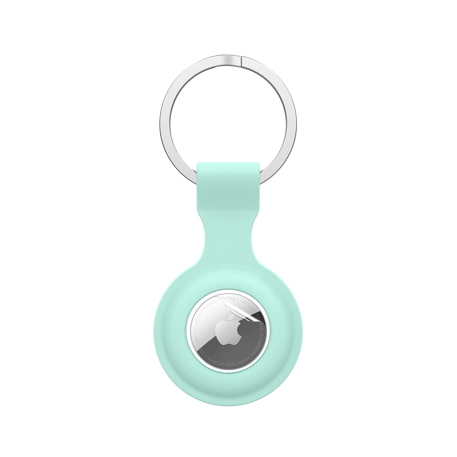 **Shockproof Silicone Airtag Case with Keychain Ring - Anti-Scratch Protective Holder for Apple Airtag, Keys & Pet Collars (Light Green) - Perfect for Keychains, Luggage Tracking & Pet Safety**