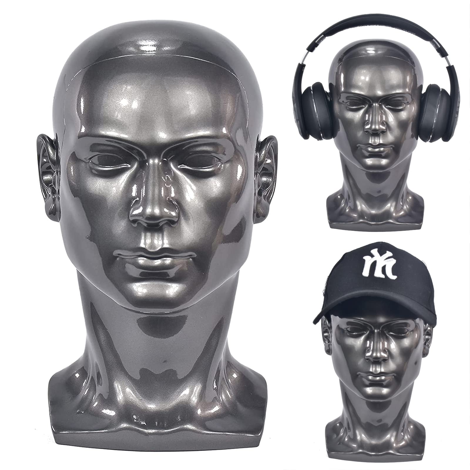 Professional Male Mannequin Head for Cosmetology Training - Display Headset, Headphones, Game Console & Hats - Perfect for Salon Practice, Retail Displays & Photography Props