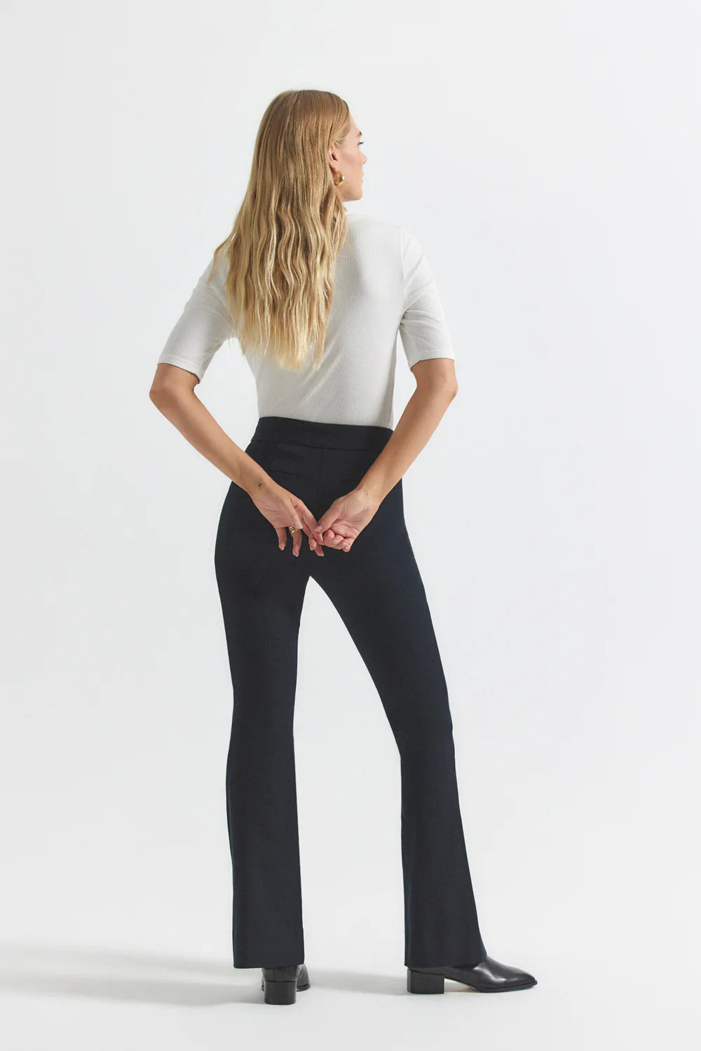 Crosby Flare Trousers for Women - High Waist Bell Bottom Pants in Midnight Blue | Perfect for Casual Wear, Office Outfits & Night Out