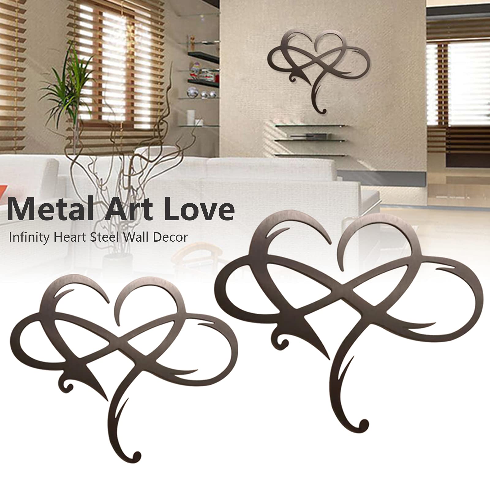 WMLBK Infinity Heart Metal Wall Art - Eternal Love Sign for Home, Bedroom, Wedding & Outdoor Decor - 16x14 Inch Romantic Wall Hanging Decoration for Couples, Anniversary & Valentine's Day Gifts