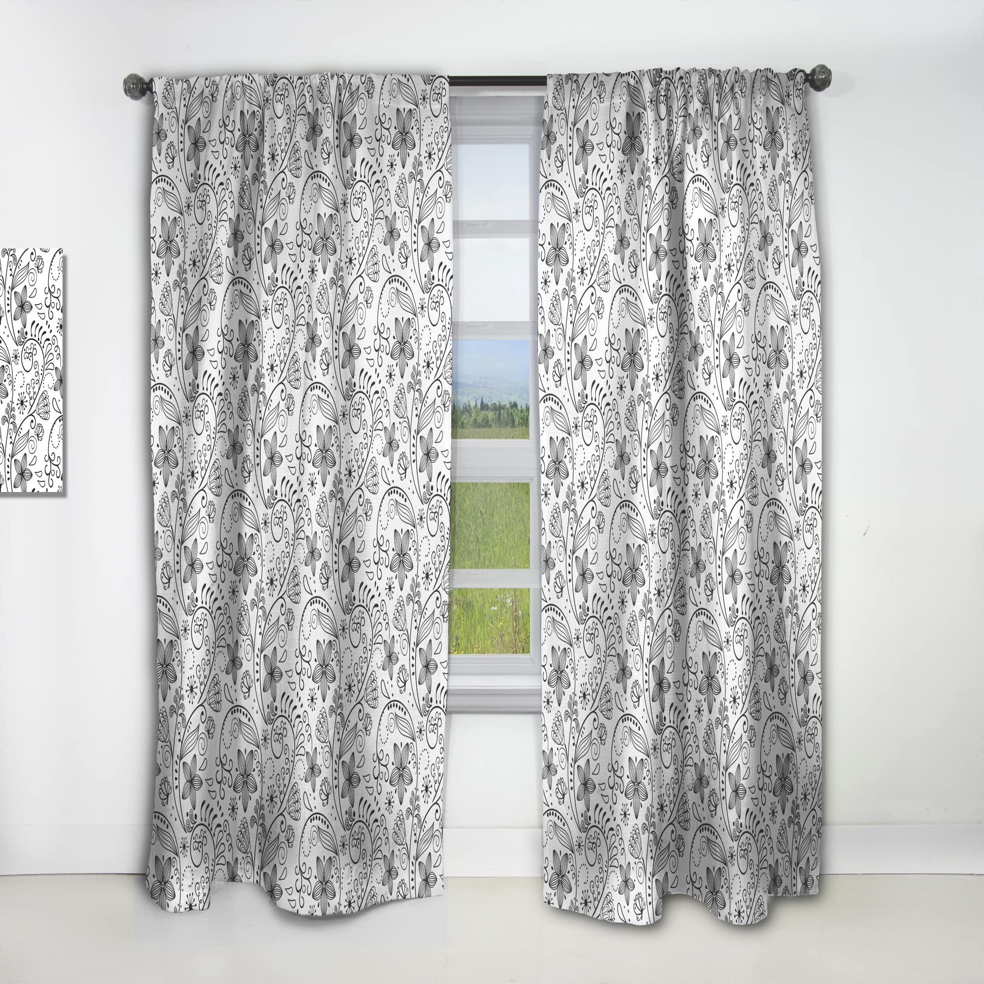 DesignQ Floral Textured Thermal Insulated Curtains - Single Panel 52x63 Inches for Bedroom & Living Room - Blackout Drapes for Home Decor & Temperature Control