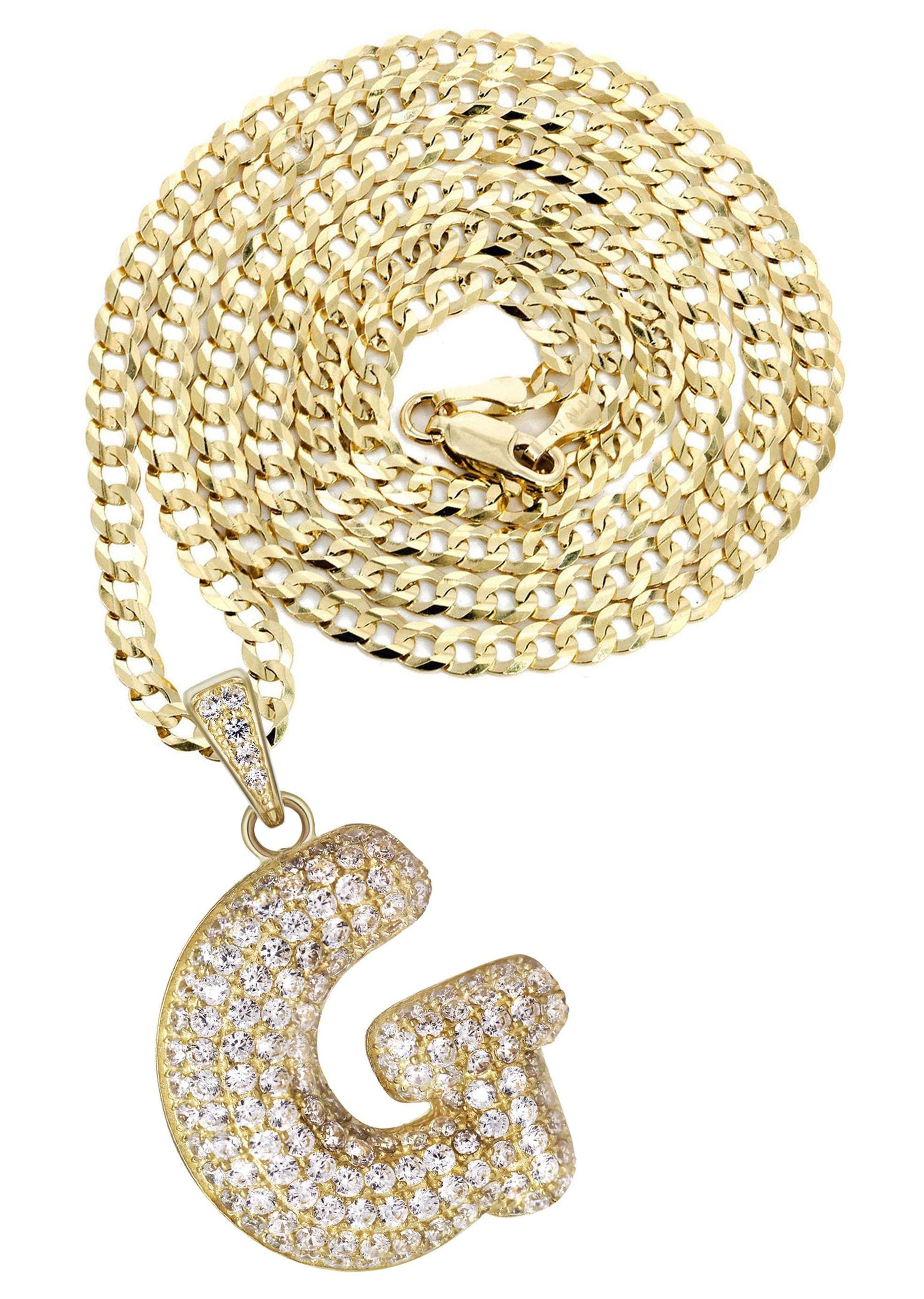 10K Yellow Gold Bubble Letter G CZ Necklace for Women - 13.8 Grams | Elegant Layering Pendant for Casual Wear, Gifts & Special Occasions