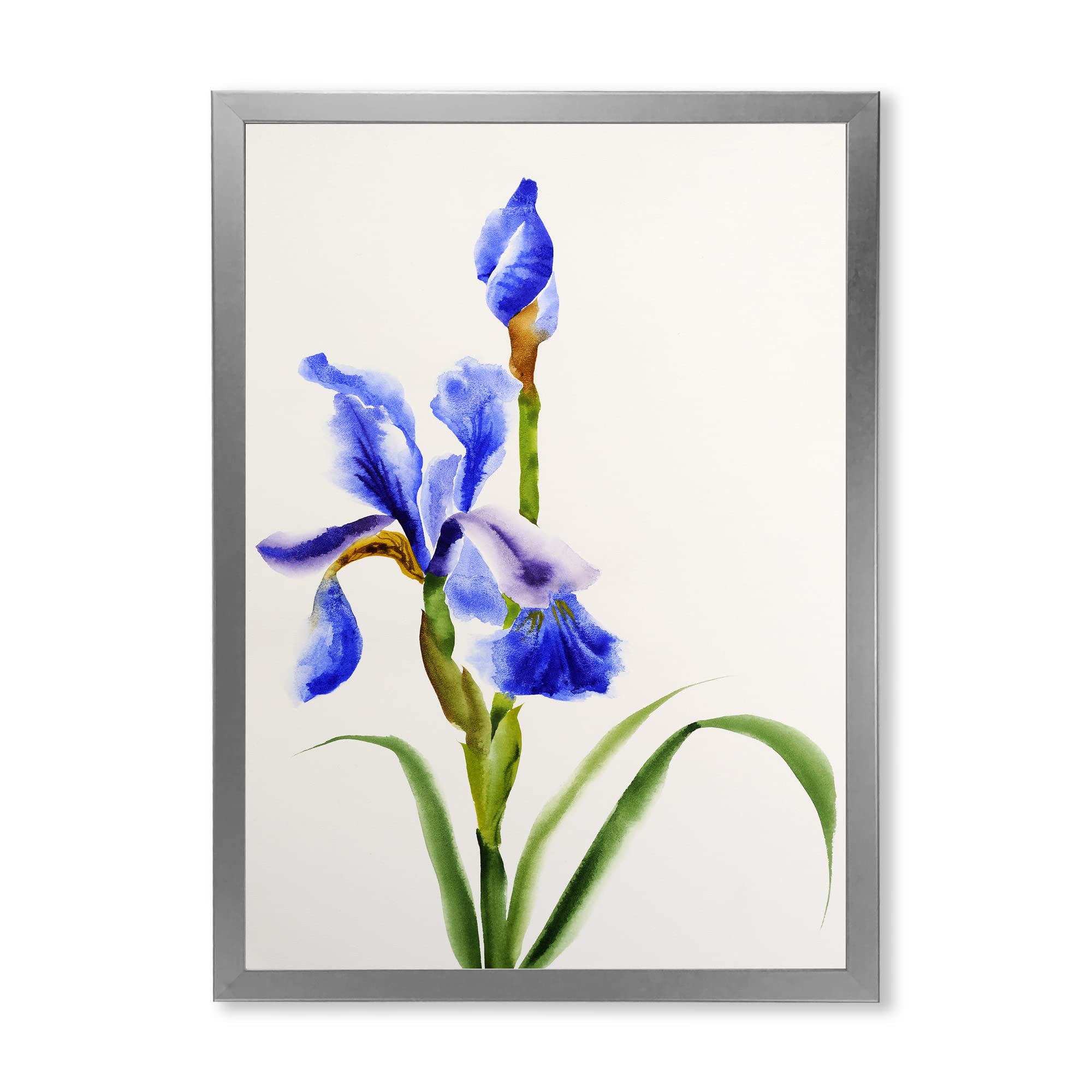 Vintage Blue Iris Flower Framed Wall Art - Traditional Home Decor for Living Room, Bedroom & Office - Perfect Gift for Housewarming & Holidays