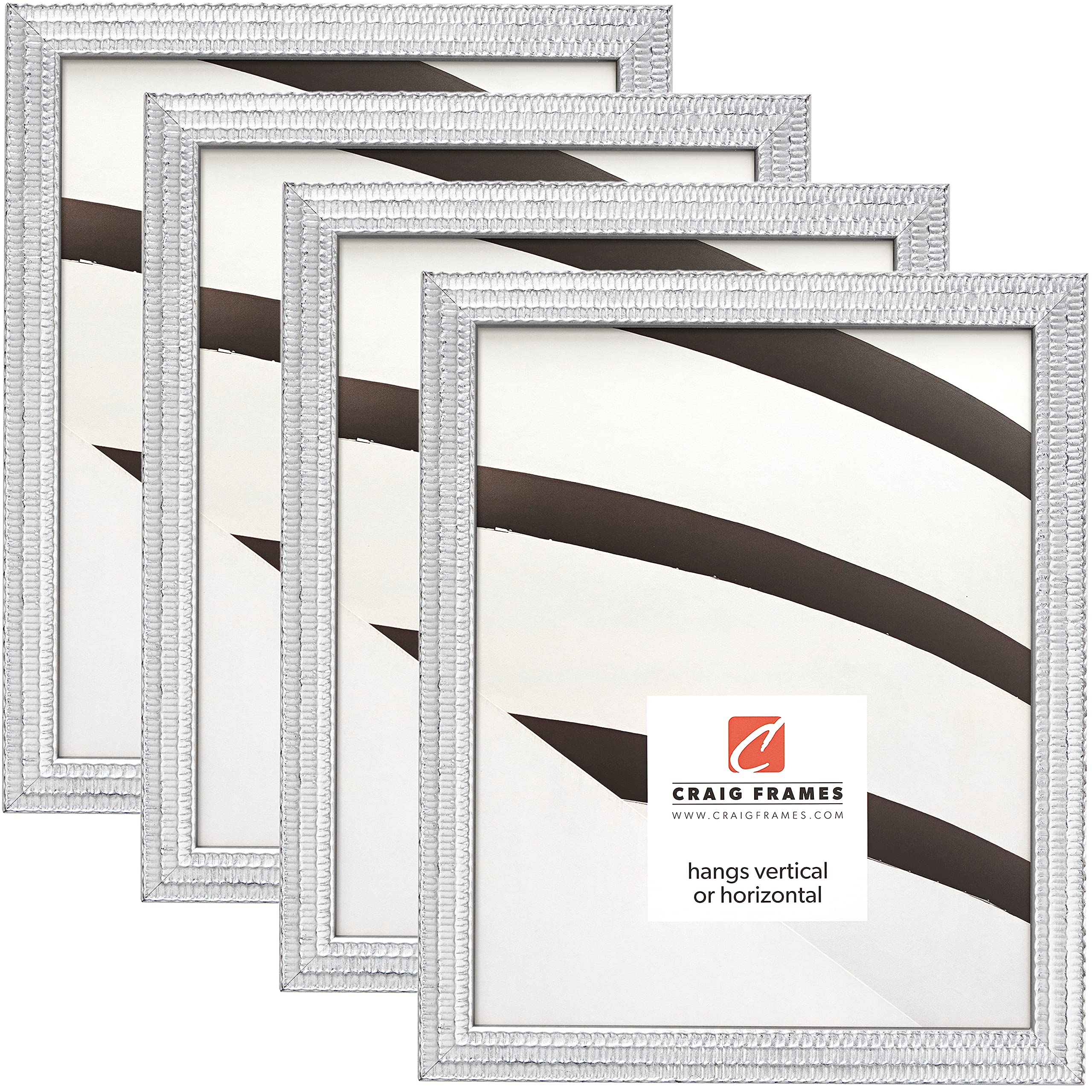 Craig Frames 4x6 Inch Silver Picture Frames - Set of 4 for Wall Display