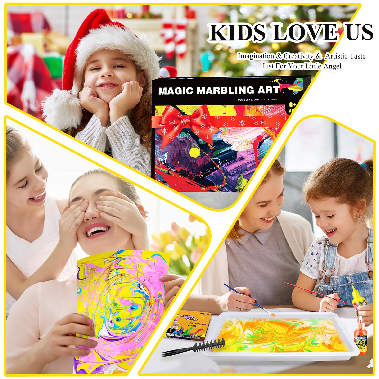Water Marbling Paint Kit for Kids - Creative Craft Set for Girls & Boys Ages 5-12 (10 Colors) | DIY Art Projects, Birthday Gifts & Sensory Play Activities