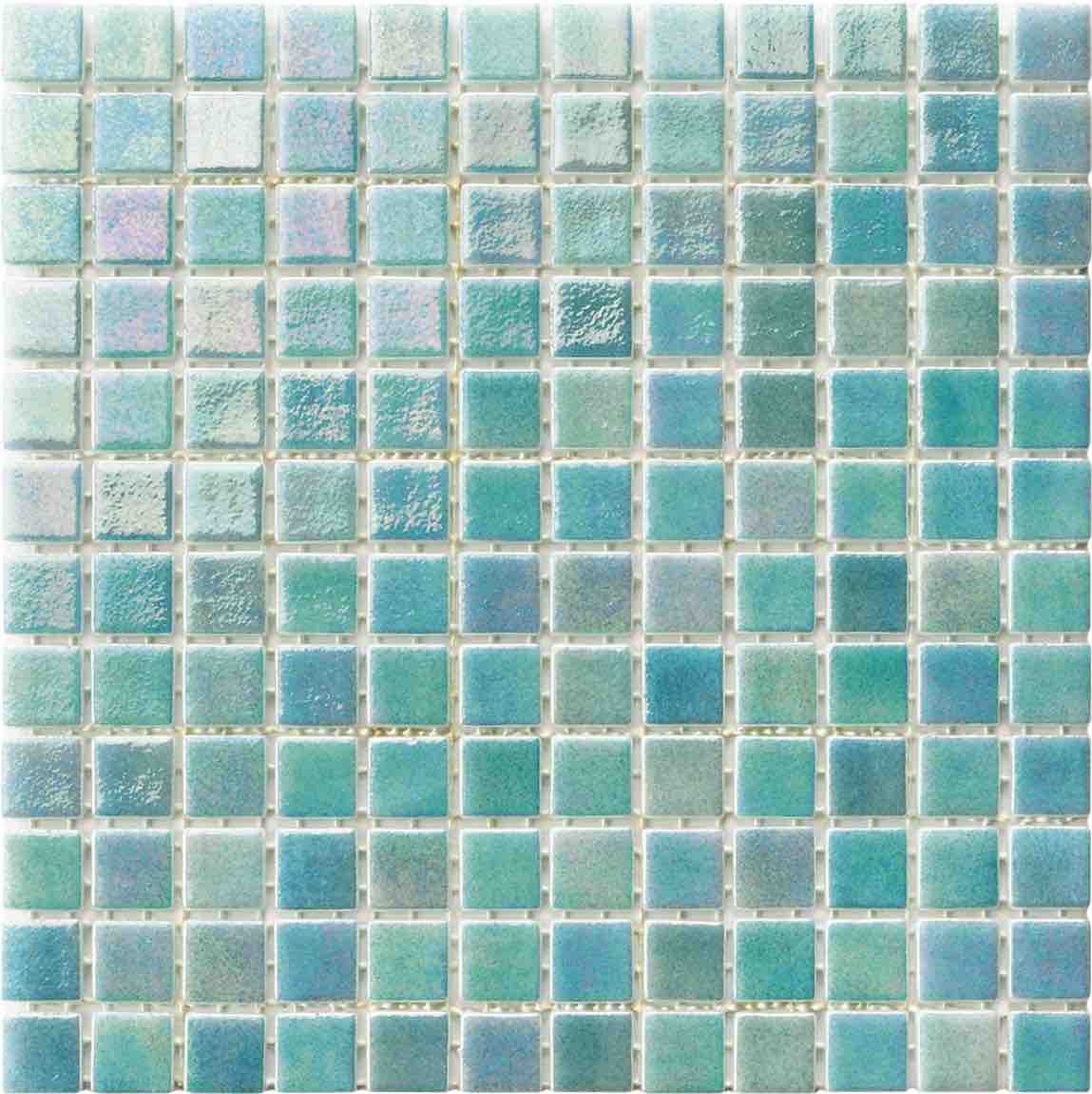 Eco-Friendly Iridescent Recycled Glass Tiles - Light Turquoise Mosaic for Kitchen Backsplash, Bathroom Wall & DIY Home Decor