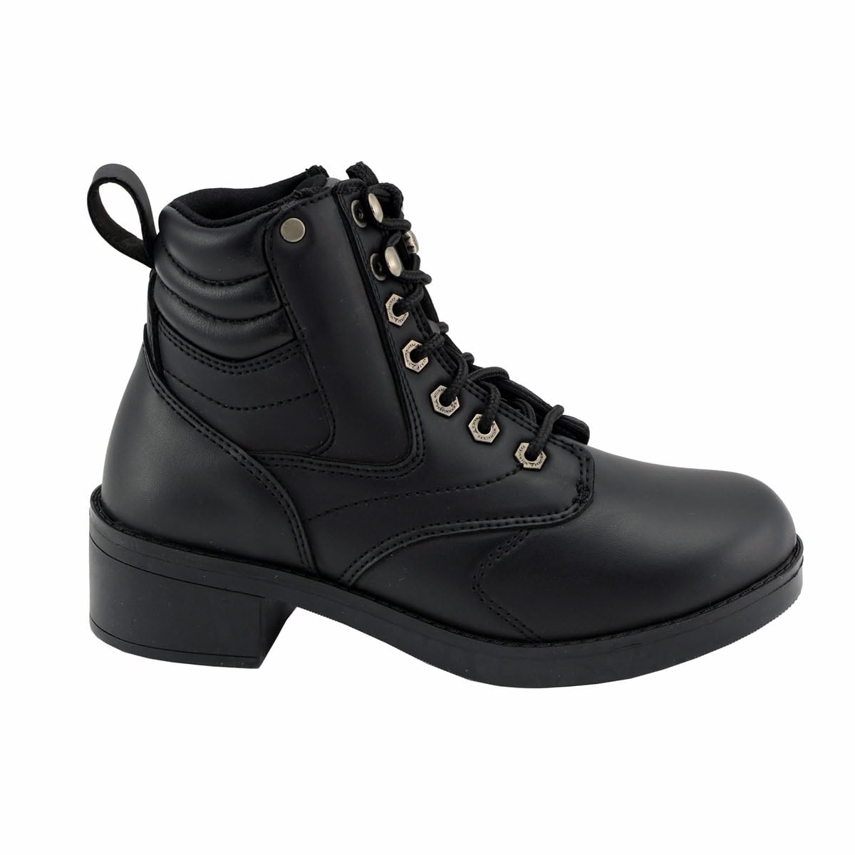 Milwaukee Leather MBK9275 Boys Black Lace-Up Boots with Side Zipper - 1.5 Inch Heel - Durable Leather Shoes for Kids - Perfect for School, Outdoor Play & Casual Wear