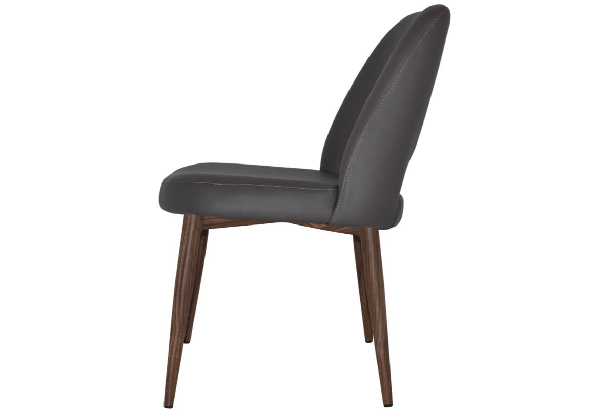EZ Hospitality Cairo Indoor Armless Chair with Metal Base - Light Walnut Finish, 4-Leg Design for Dining Room, Office, or Waiting Area