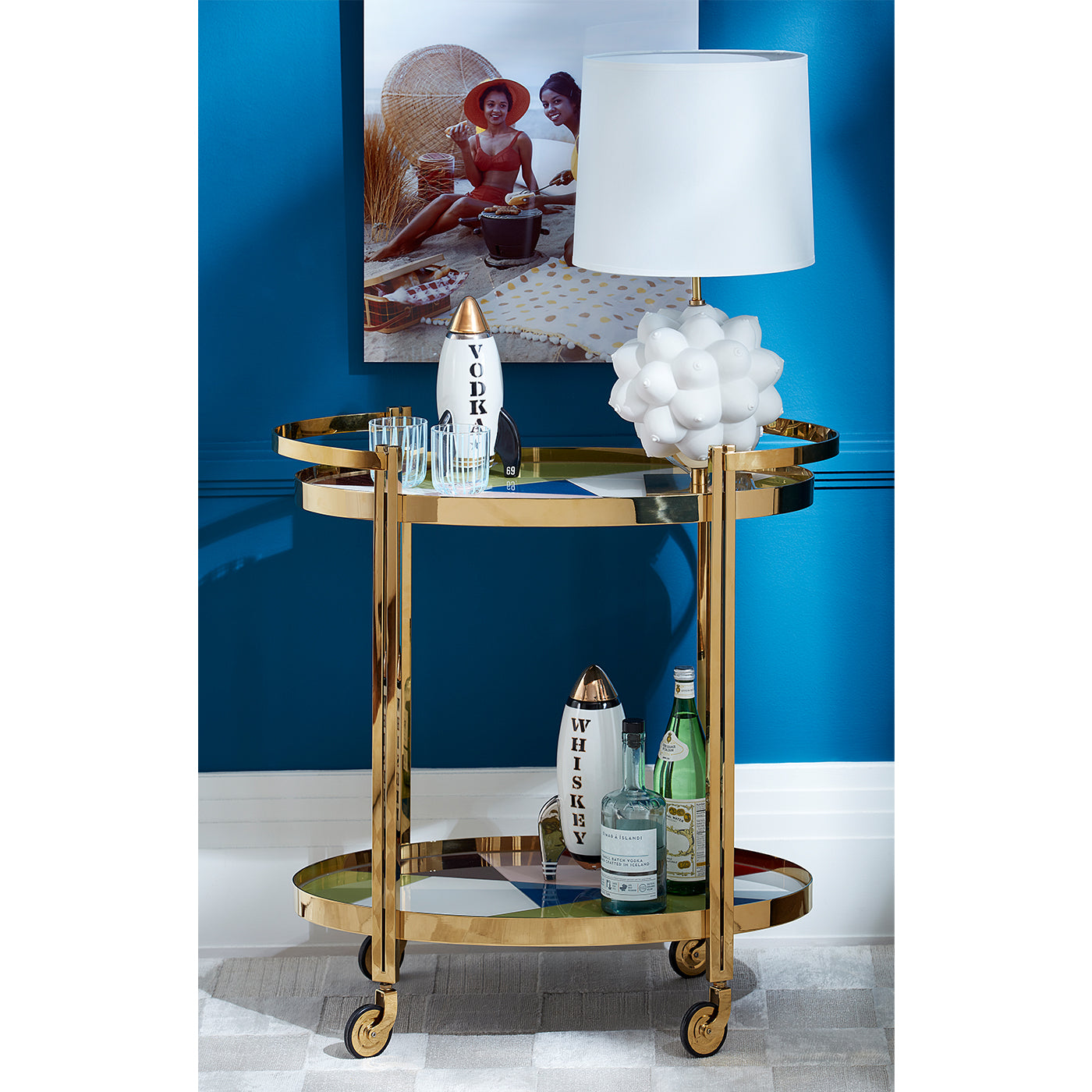 Torino Bar Cart - Modern Rolling Drink Cart with Wheels for Home, Office, or Party Use | Stylish Mobile Beverage Station for Cocktails, Wine & Coffee