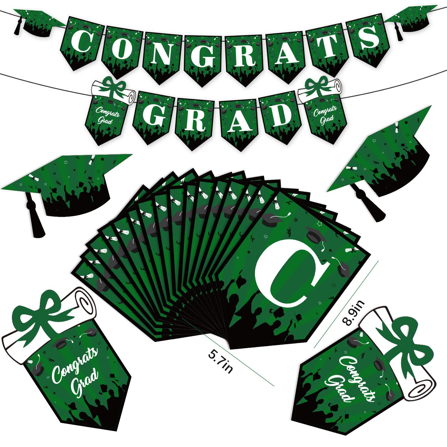 2025 Graduation Party Decorations Kit - Green Balloon Garland Arch, Mylar Foil Fringe Curtain for Class of 2025 High School & College Graduation - Perfect for Graduation Ceremony Decor, Photo Backdrops & Celebration Parties