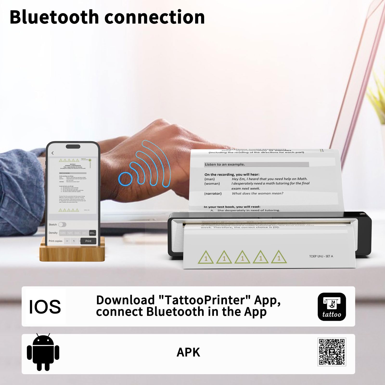 Portable Wireless Tattoo Stencil Printer Kit - Rechargeable Thermal Copier Machine with Transfer Paper | Compatible with Android, iOS & Windows | Perfect for Tattoo Artists & Beginners | Home Studio & Professional Tattoo Shop Use
