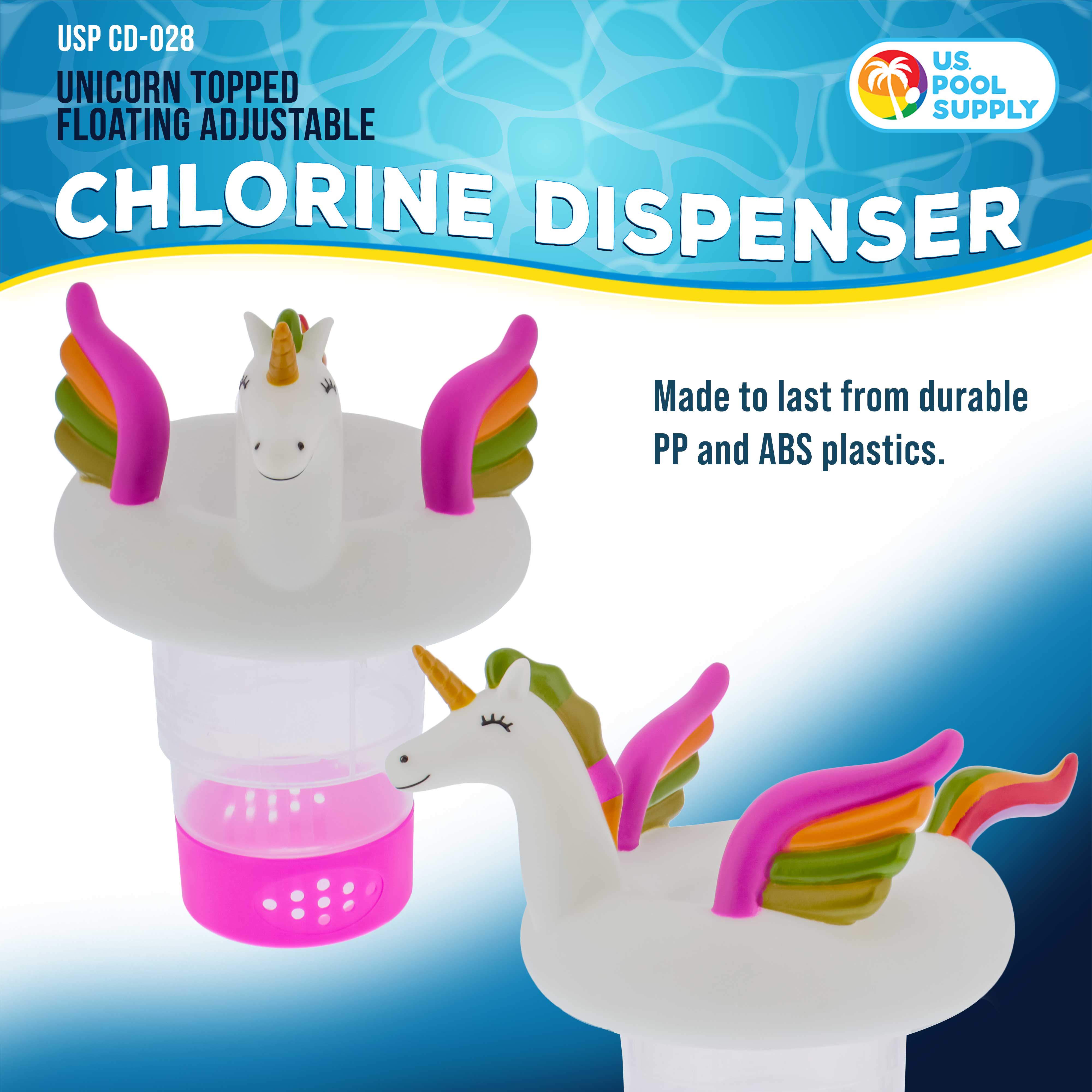 Unicorn Floating Pool Chlorine Dispenser - Holds 3 Tablets, Collapsible Base, Fun Cute Design in Pink, Green, Yellow & White - Perfect for Pool Parties, Backyard Fun & Pet-Friendly Water Play