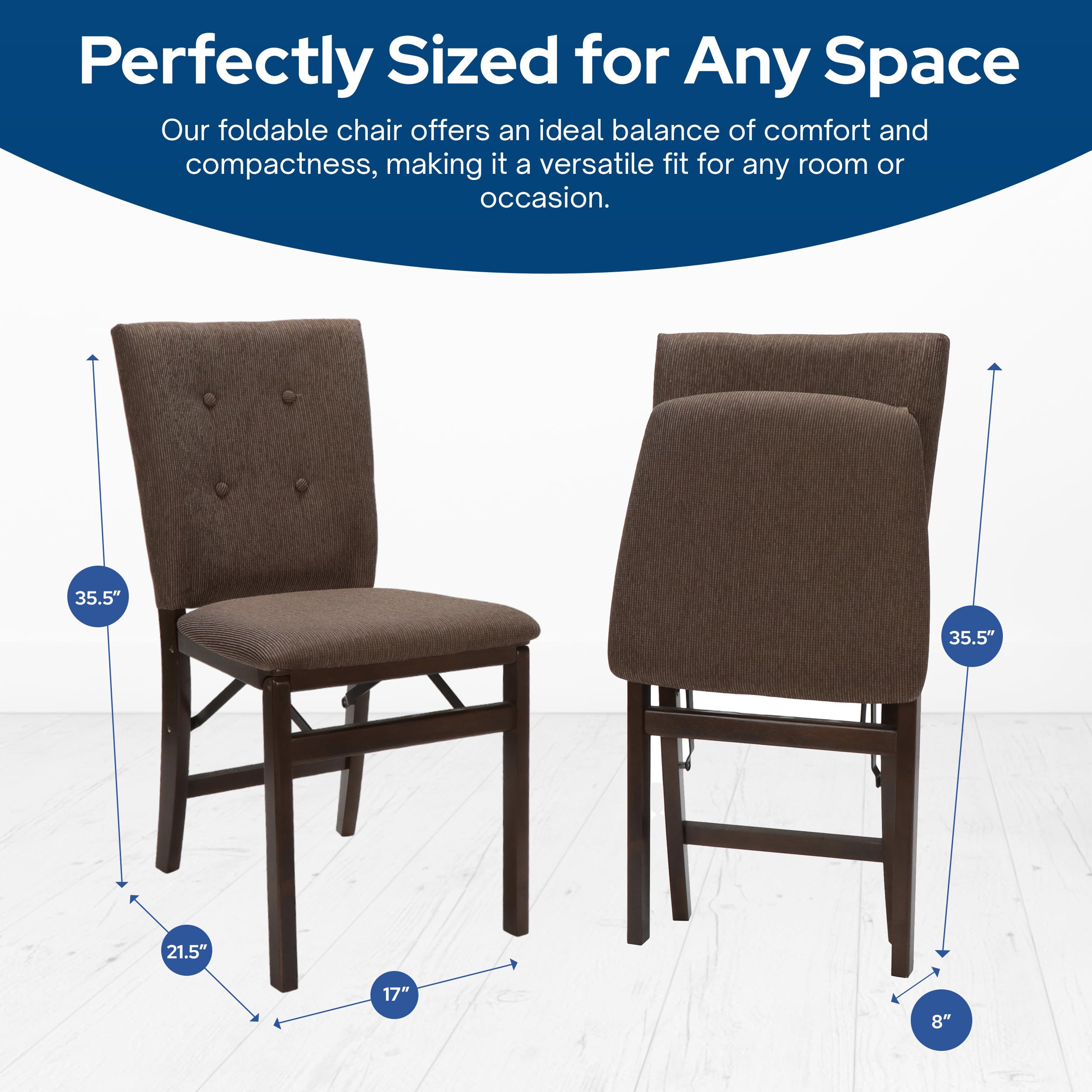 MECO STAKMORE Parson’s Folding Chair Set of 2 - Espresso Finish, 20.25