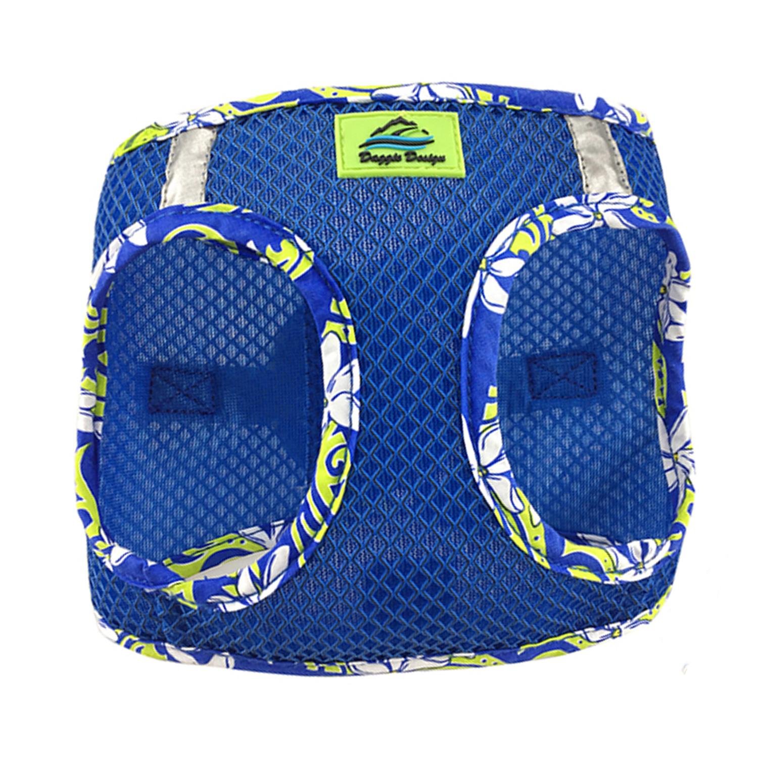 DOGGIE DESIGN No-Choke Dog Harness with Hawaiian Print - Adjustable & Breathable for Small to Medium Dogs - Perfect for Walking, Hiking & Outdoor Adventures