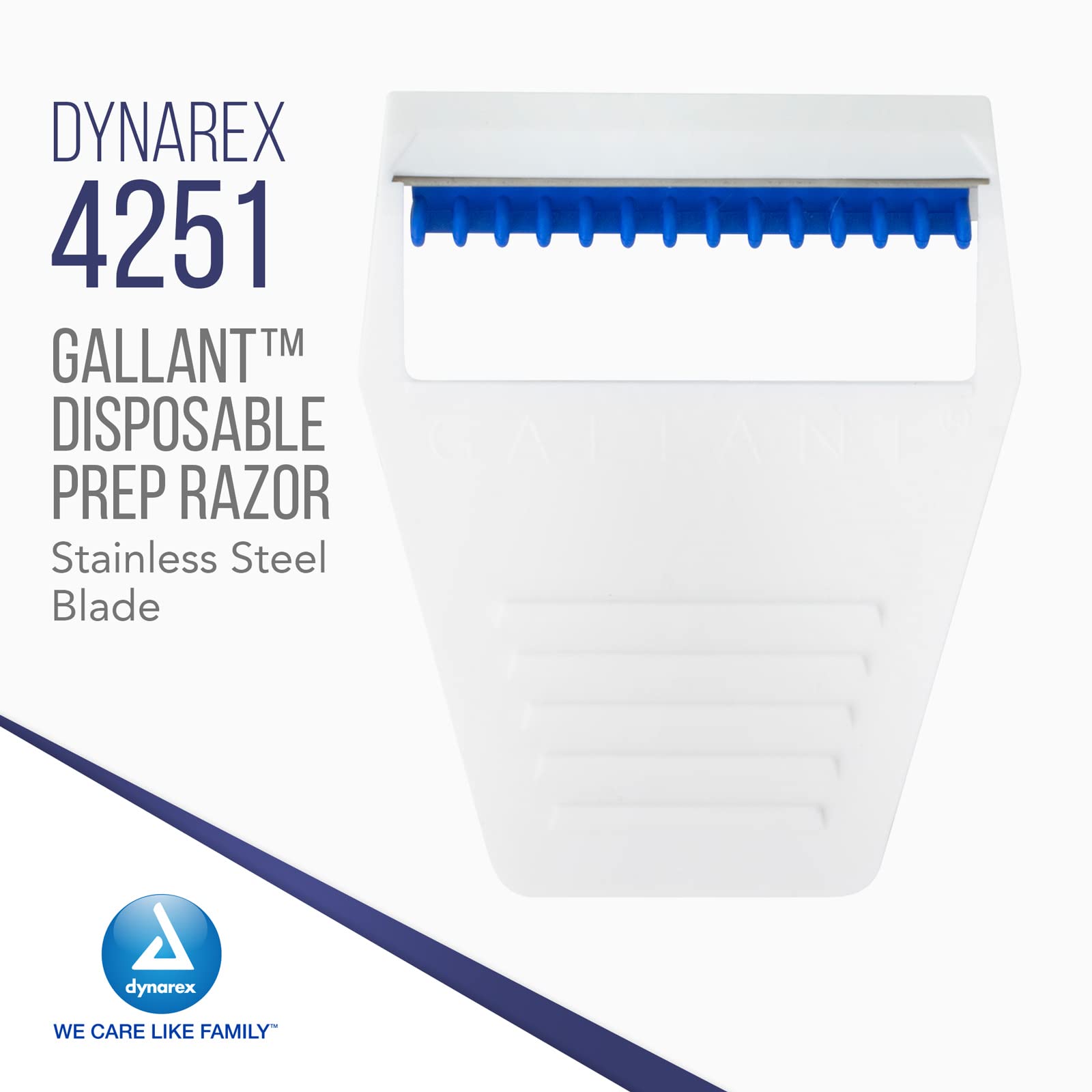 Dynarex Gallant Disposable Prep Razors - 50 Count Box | ECG & Surgical Prep Razors with Open Ergonomic Design | Ideal for Medical Procedures, First Aid Kits & Hospital Use