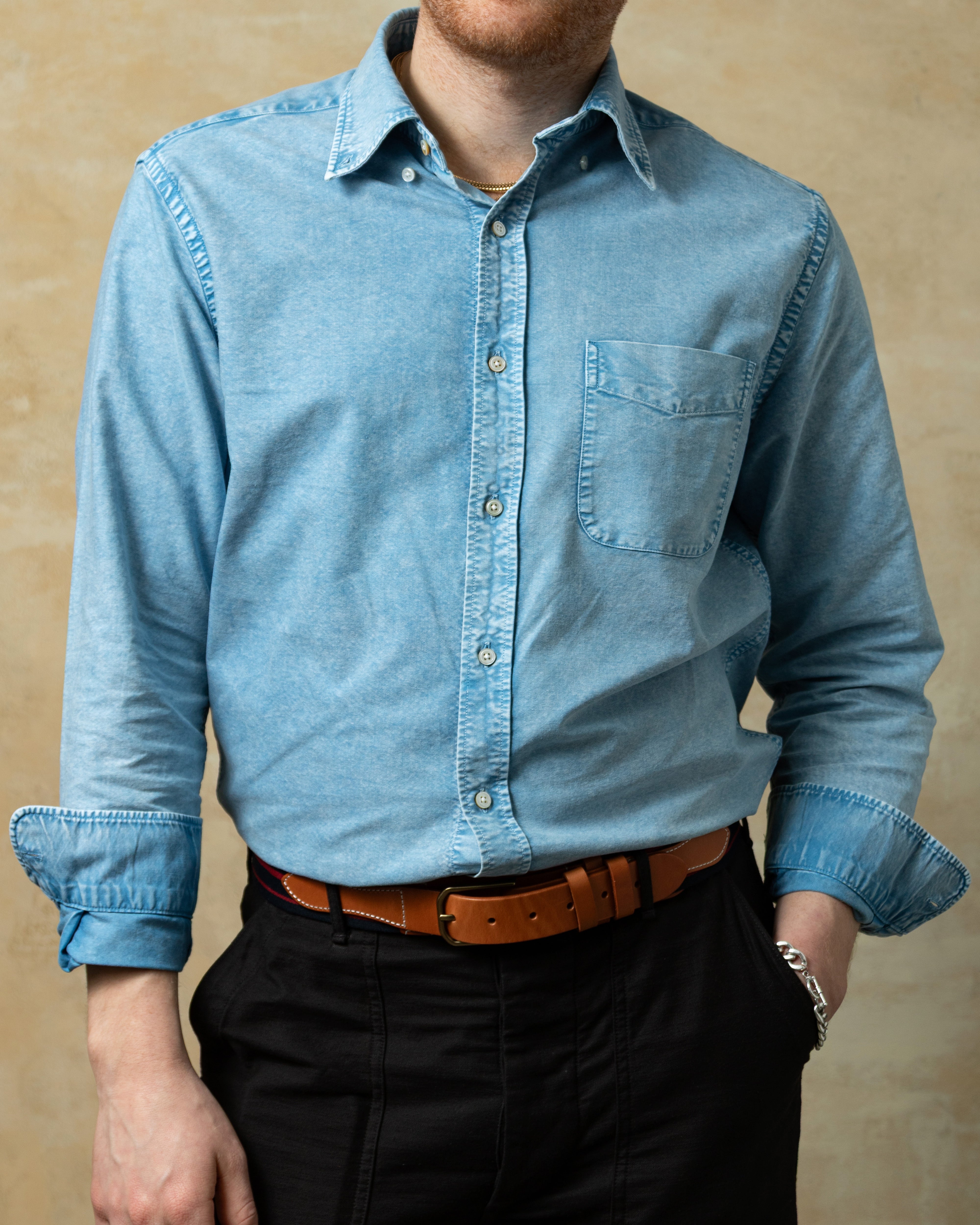 Premium Garment Dyed Oxford Shirt for Men - Mediterranean Blue Casual Button Down Shirt | Perfect for Office, Business Casual & Weekend Outings