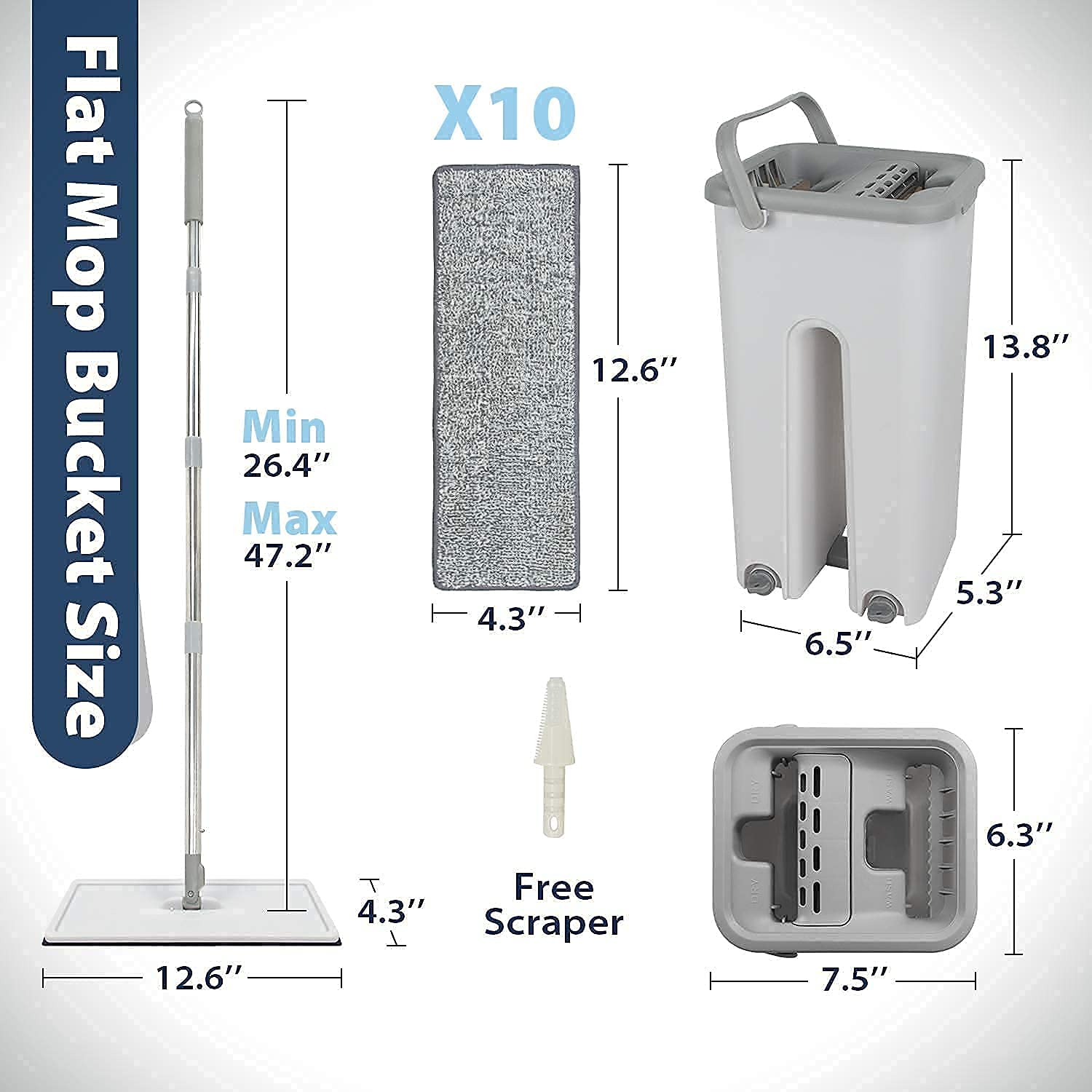 Premium Microfiber Cleaning Mop with Bucket Set - Heavy Duty Floor Mop for Home, Kitchen, Office - Washable & Reusable for Hardwood, Tile, Laminate Floors - Ideal for Daily Cleaning & Spill Cleanup