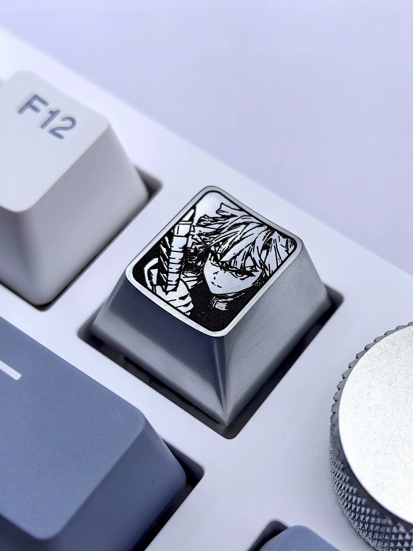 Agatsuma Zenitsu Anime Keycap - 1U Zinc Alloy Metal Keycap for Mechanical Keyboards - Black & White Cartoon Design - Perfect for Gaming, Typing, and Custom Keyboard Builds