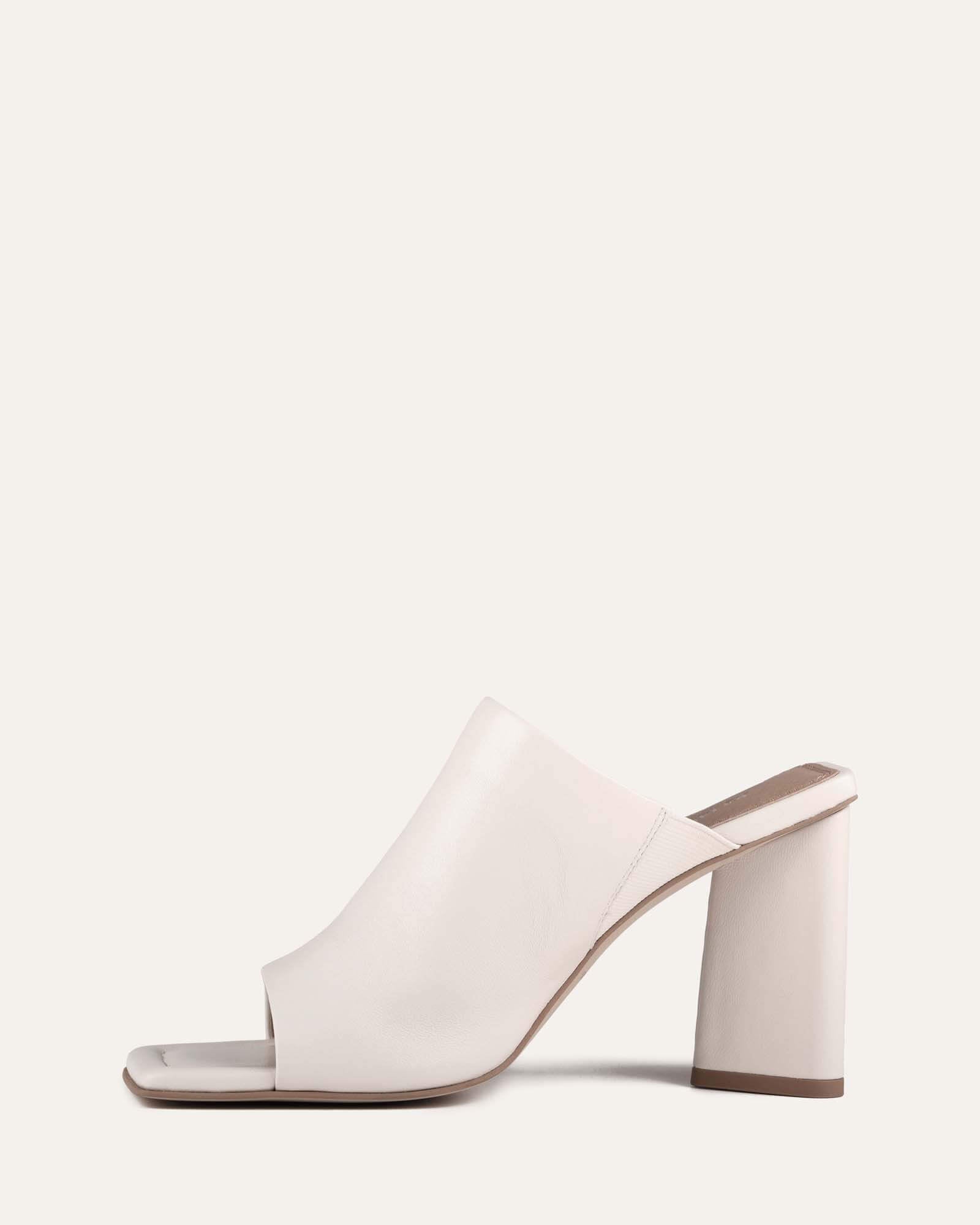 DANIELLE Women's High Heel Sandals - Off White Leather Strappy Dress Shoes for Weddings, Parties & Evening Events