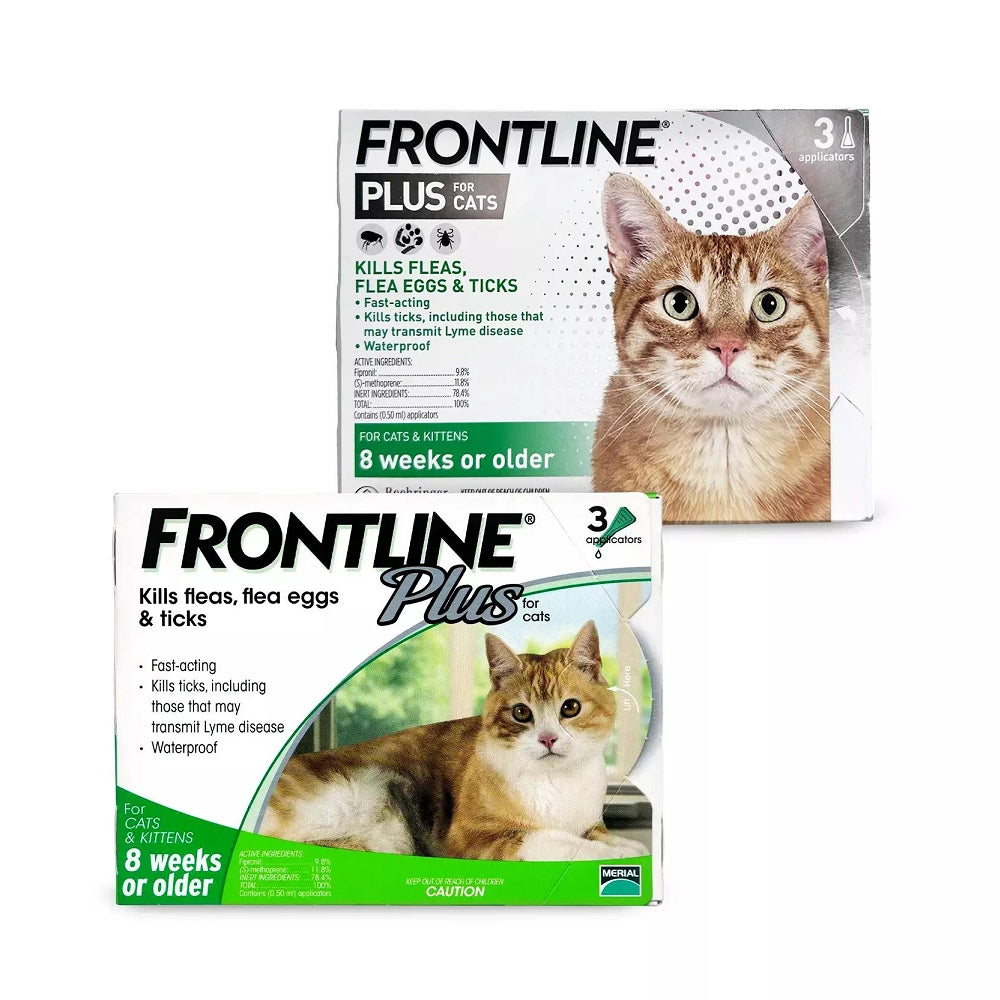 Frontline Plus Flea and Tick Treatment for Cats & Kittens (3-Pack) – Waterproof Topical Prevention for 30 Days – Indoor & Outdoor Use