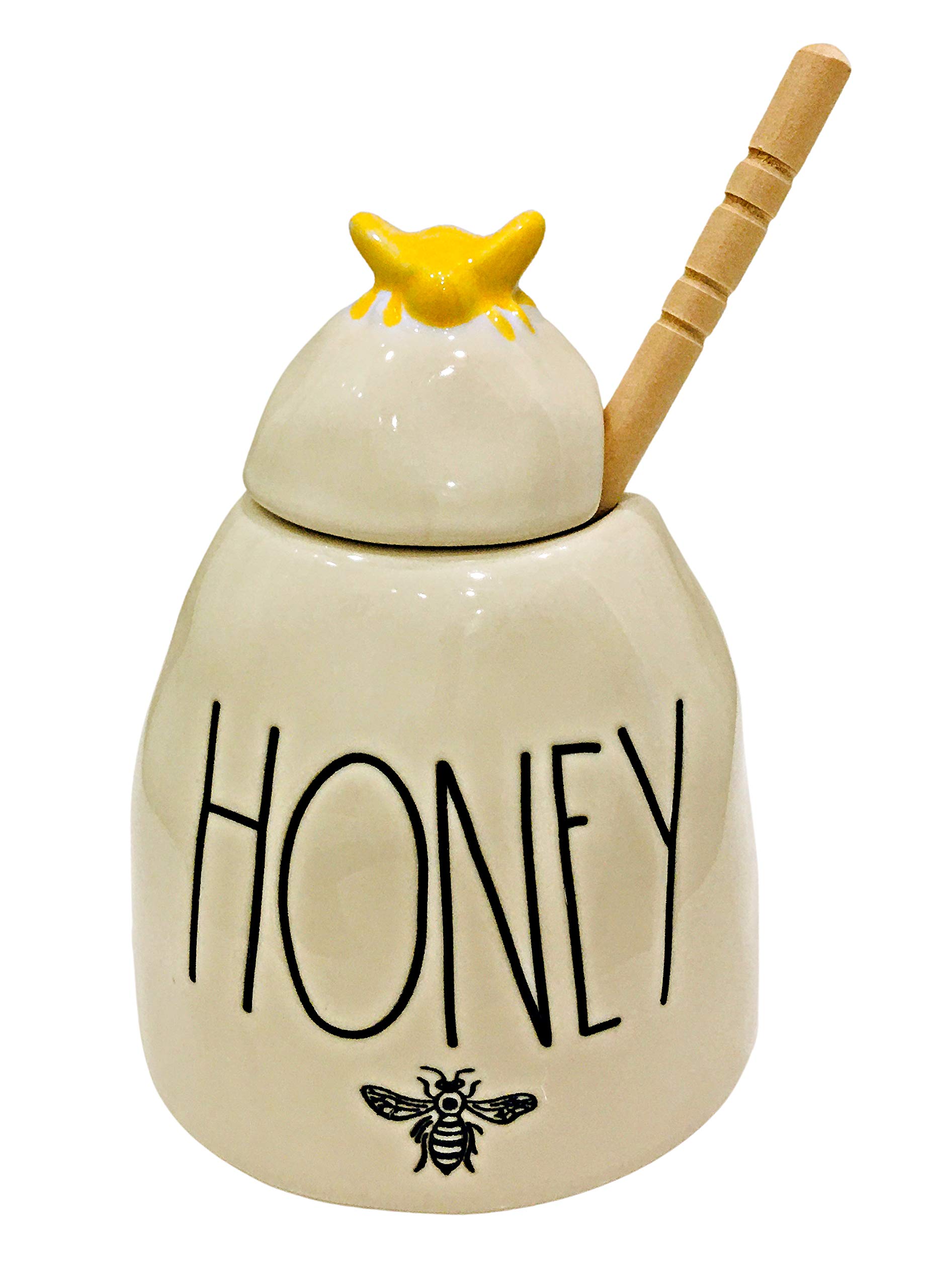 Rae Dunn Honey Pot - Ceramic Bee Design - Rare Collectible for Home Decor, Kitchen Storage & Gift Giving